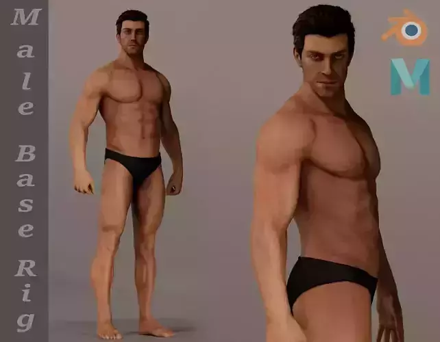 Male Base Complete Rig Low-poly 3D model