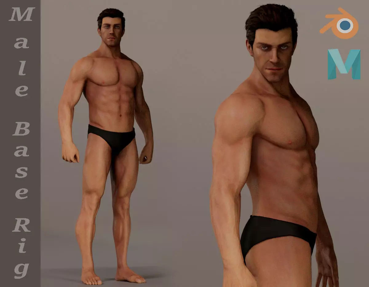 Male Base Complete Rig Low-poly 3D model_0