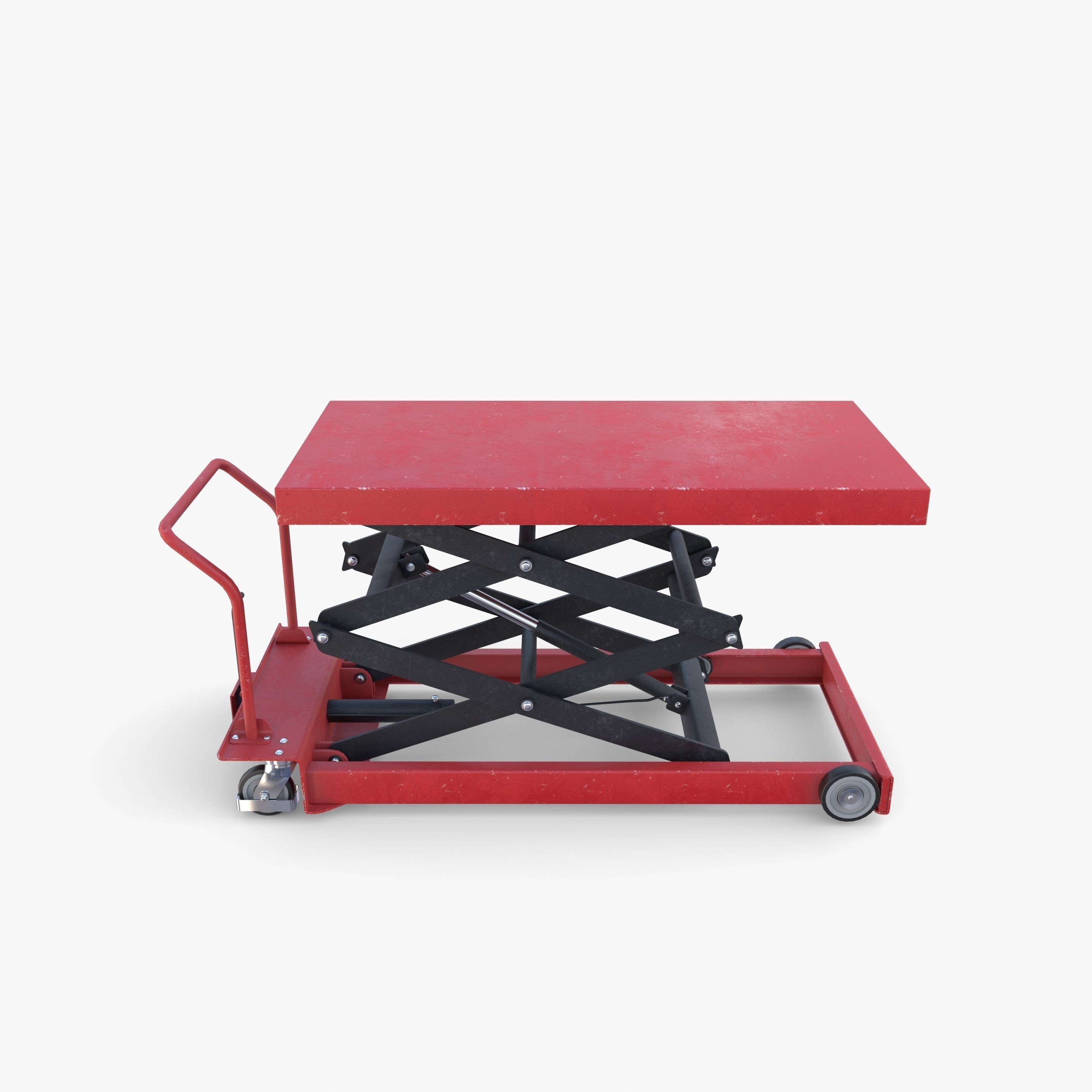 Animated Scissor Lift Table Red Low-poly 3D model_15