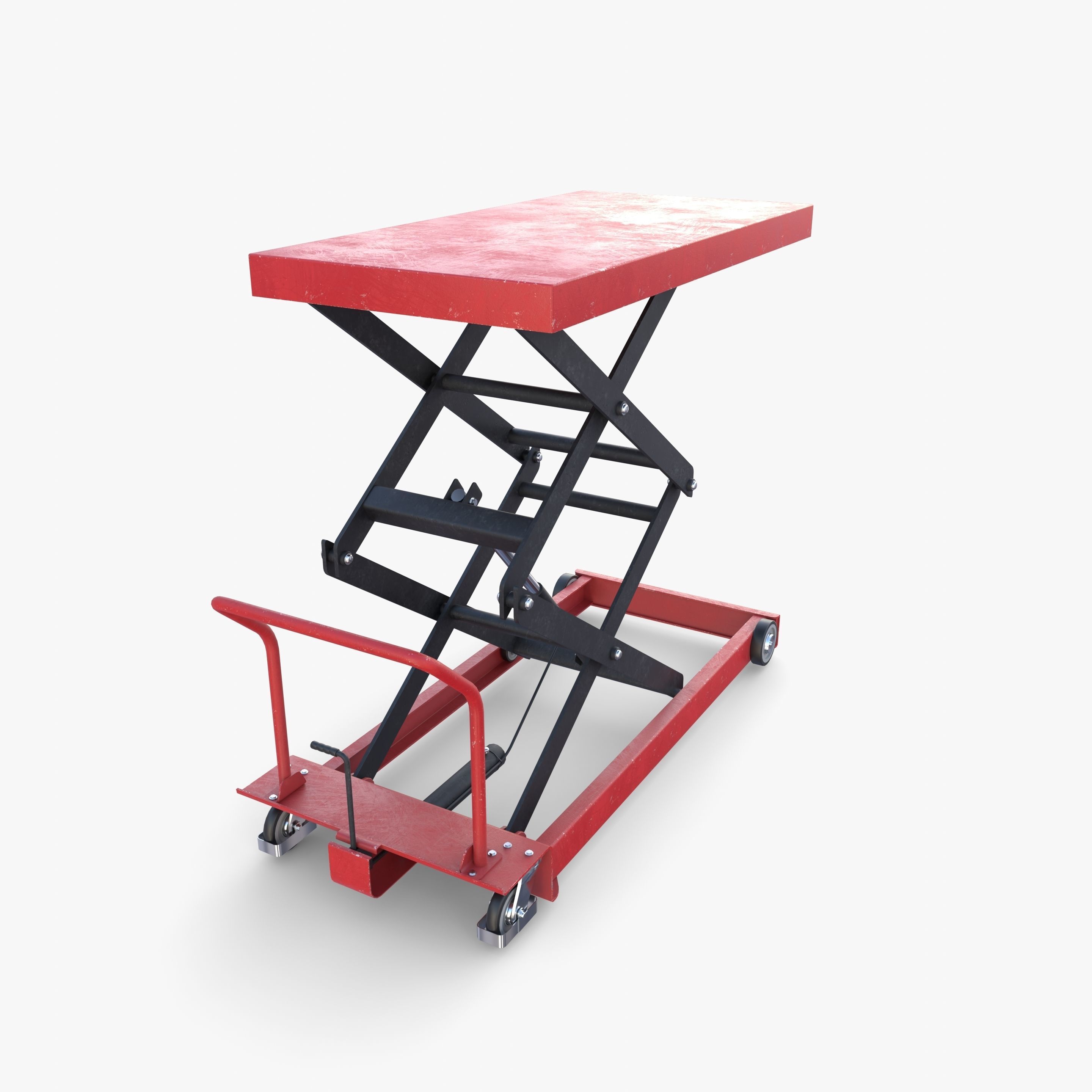 Animated Scissor Lift Table Red Low-poly 3D model_7