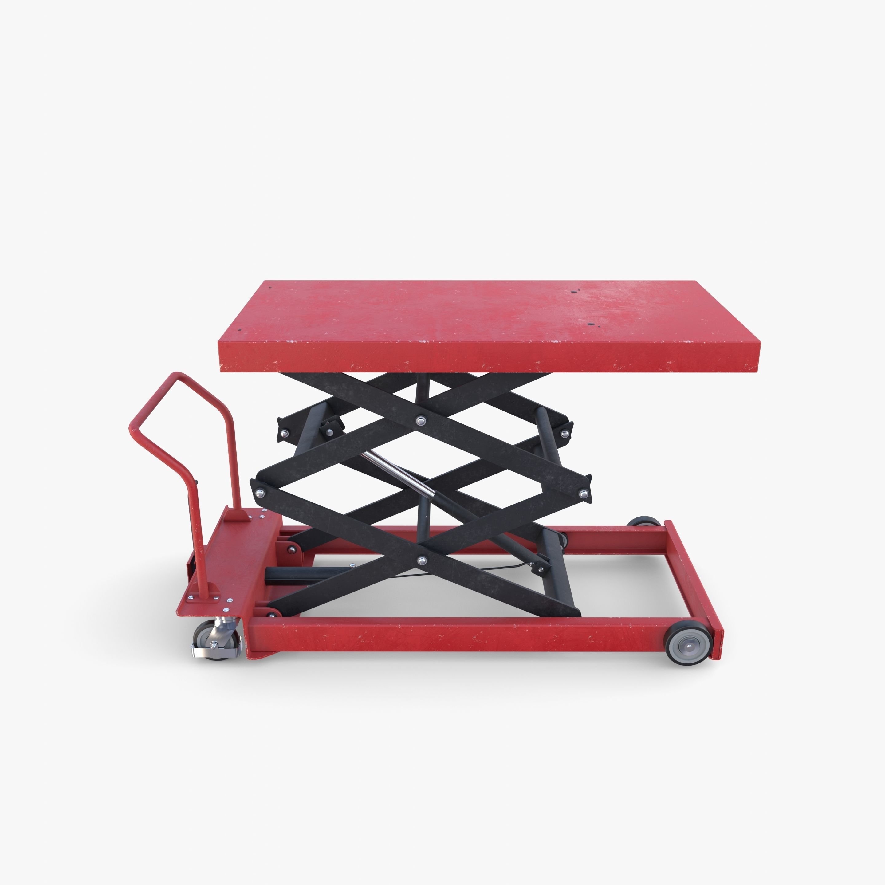 Animated Scissor Lift Table Red Low-poly 3D model_13