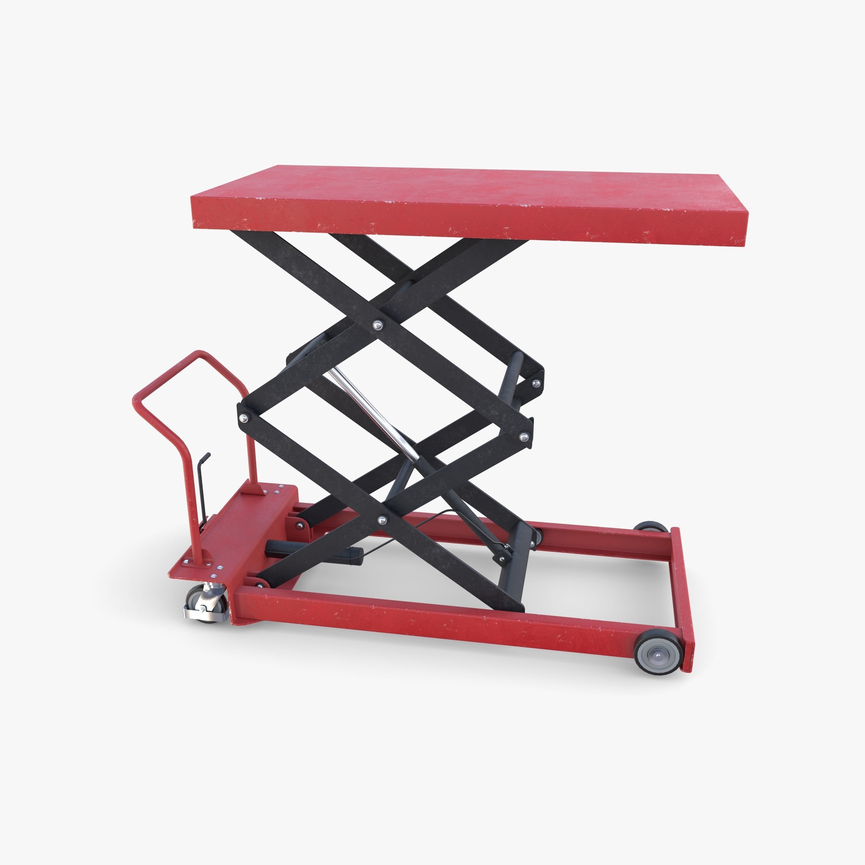 Animated Scissor Lift Table Red Low-poly 3D model_2