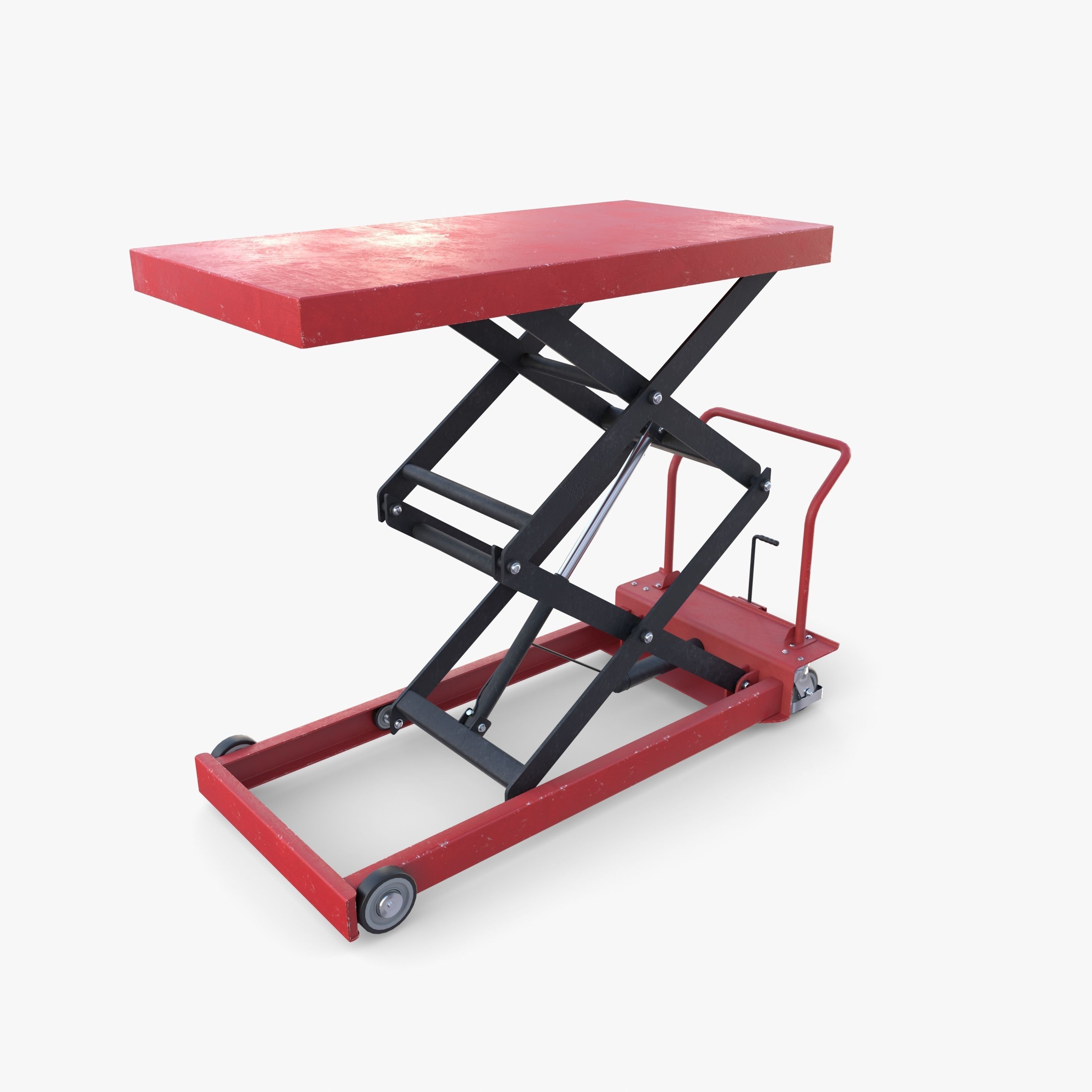 Animated Scissor Lift Table Red Low-poly 3D model_5