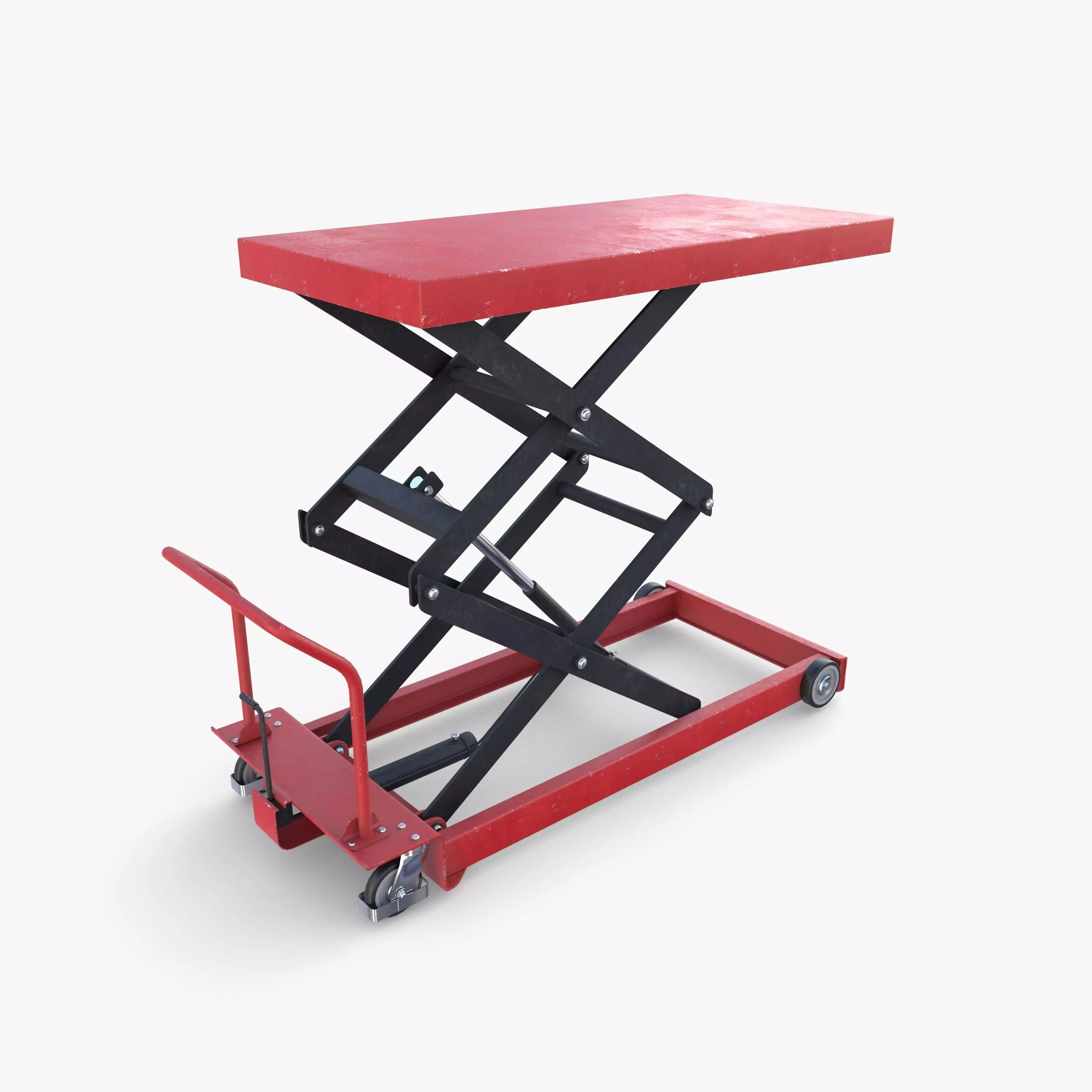 Animated Scissor Lift Table Red Low-poly 3D model_0