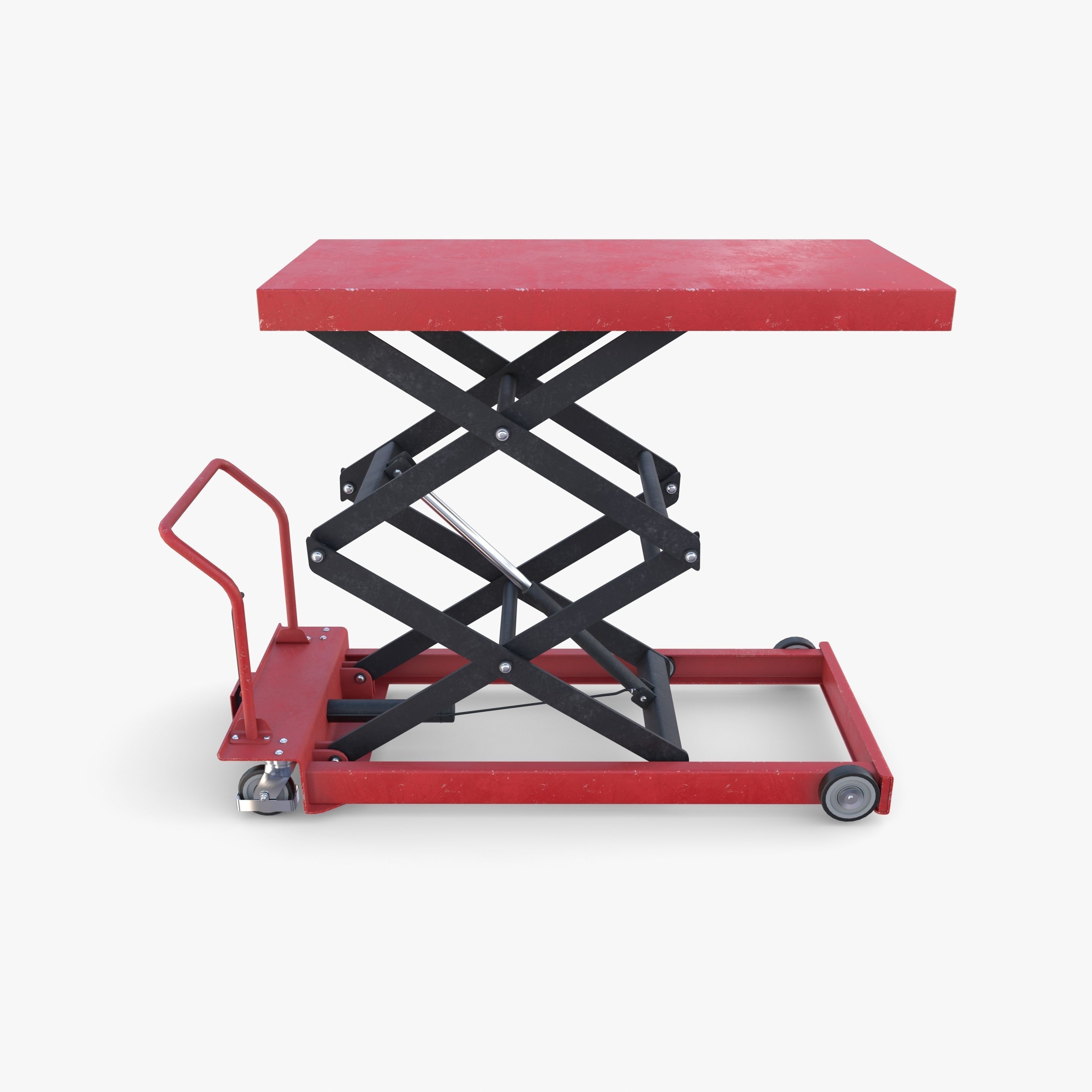 Animated Scissor Lift Table Red Low-poly 3D model_12