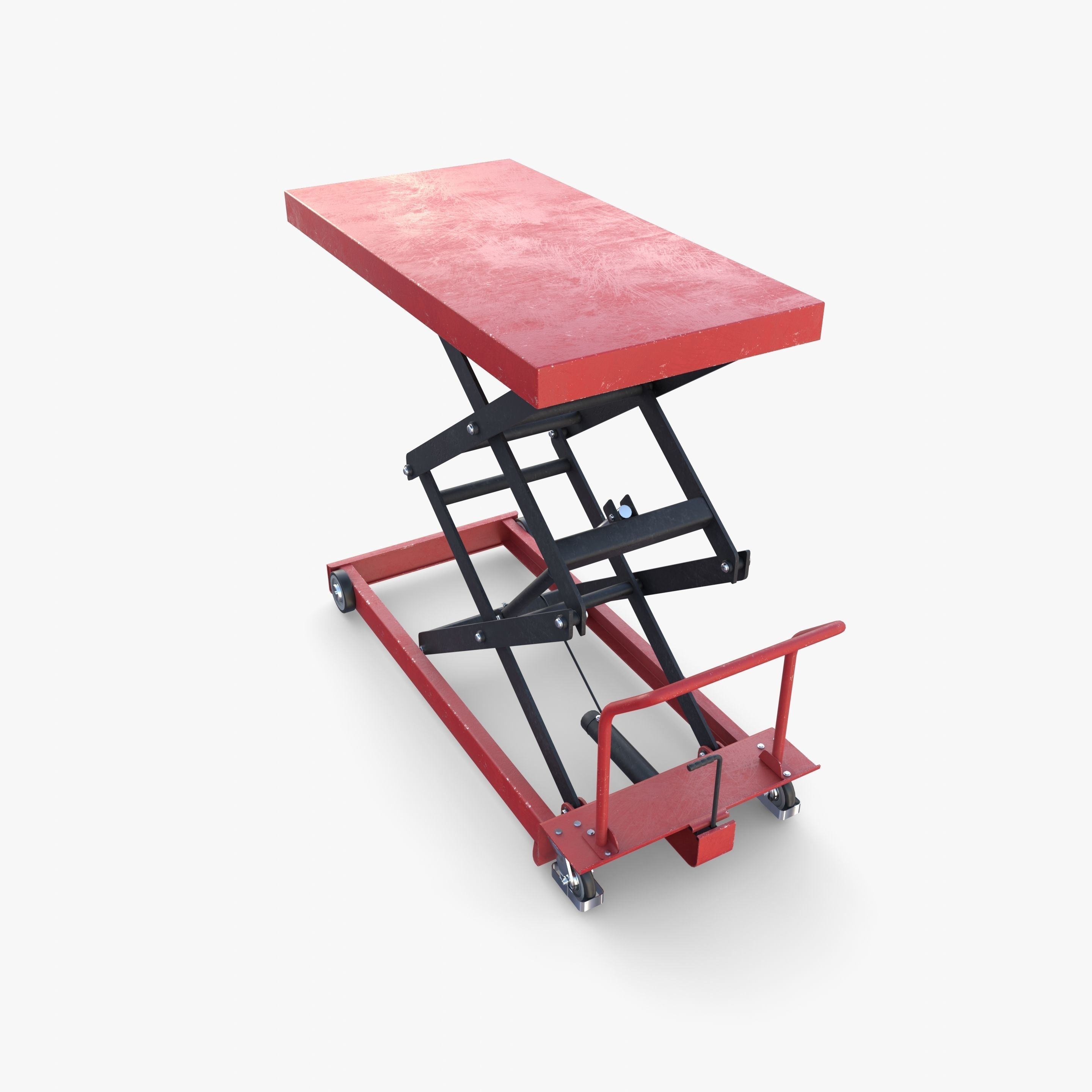 Animated Scissor Lift Table Red Low-poly 3D model_10