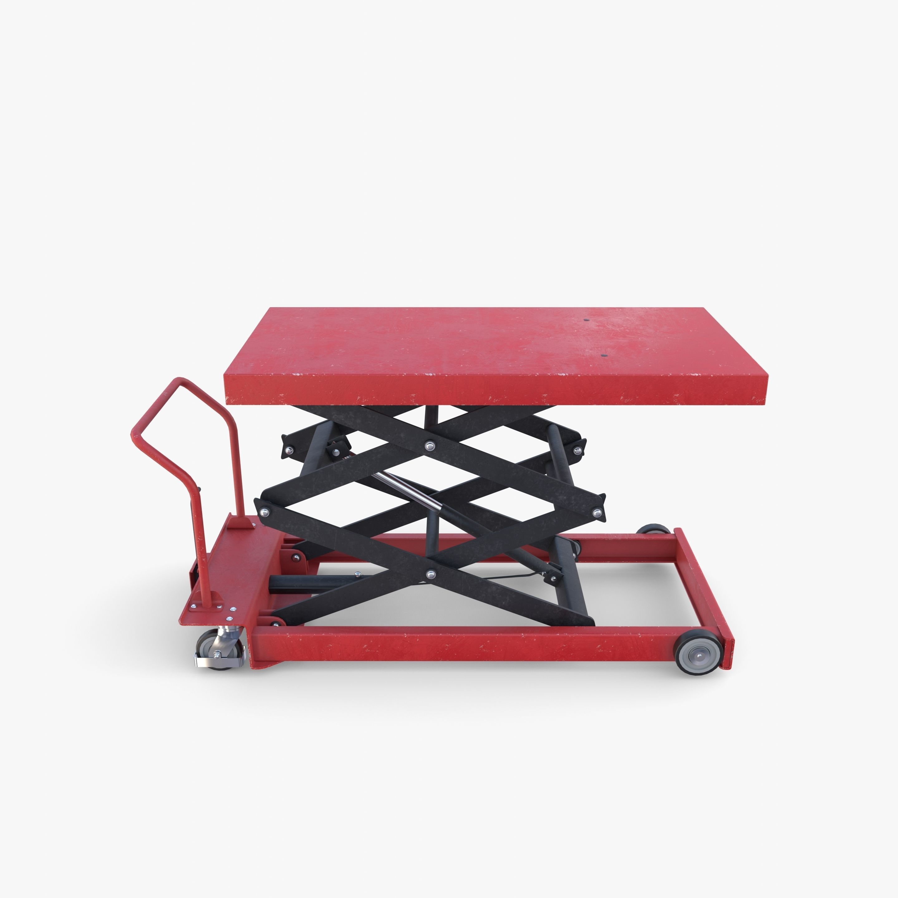 Animated Scissor Lift Table Red Low-poly 3D model_14