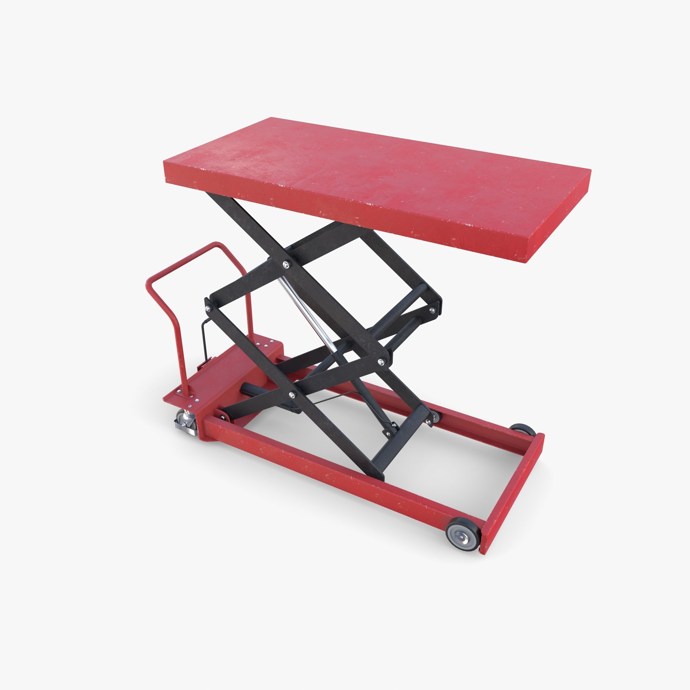 Animated Scissor Lift Table Red Low-poly 3D model_8
