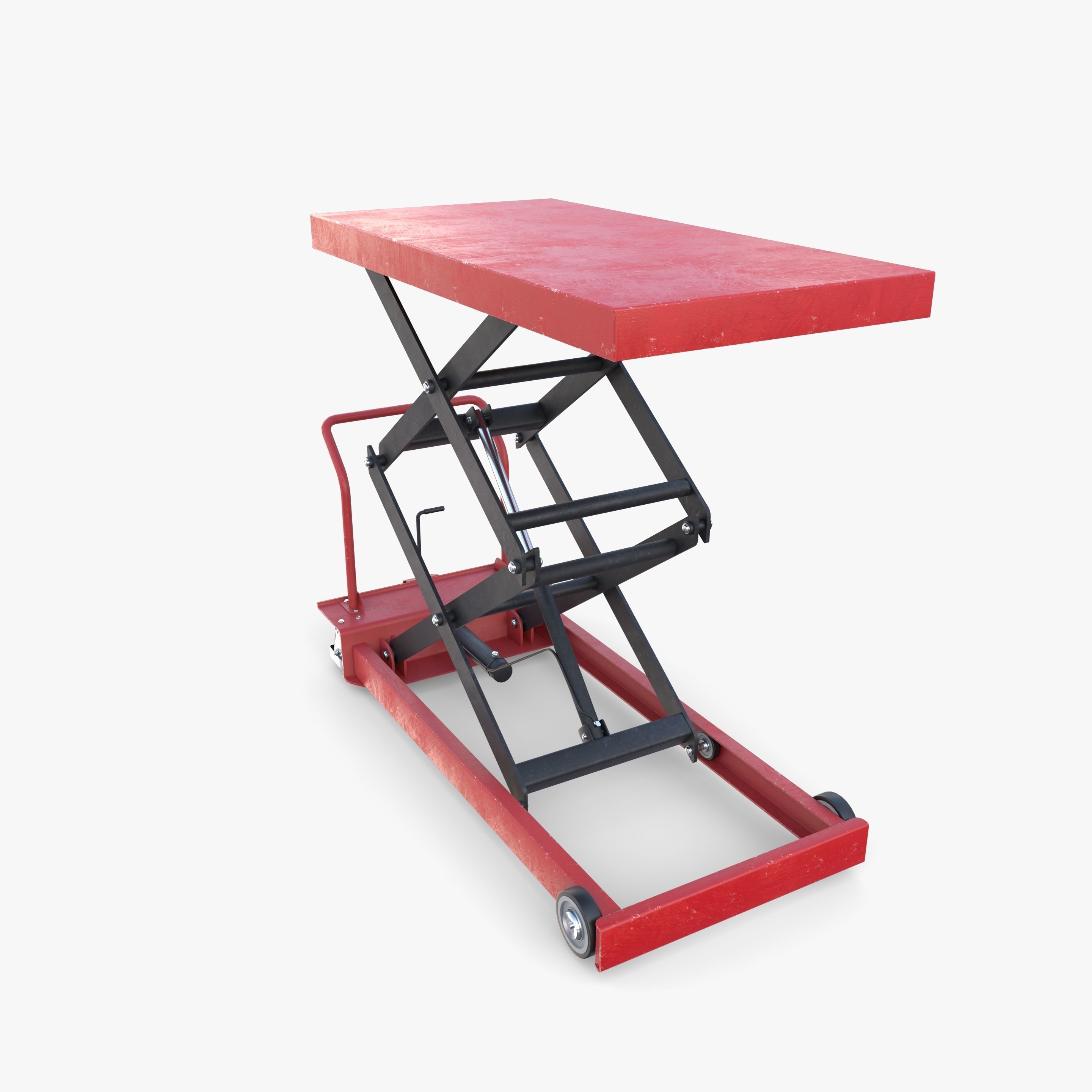 Animated Scissor Lift Table Red Low-poly 3D model_3