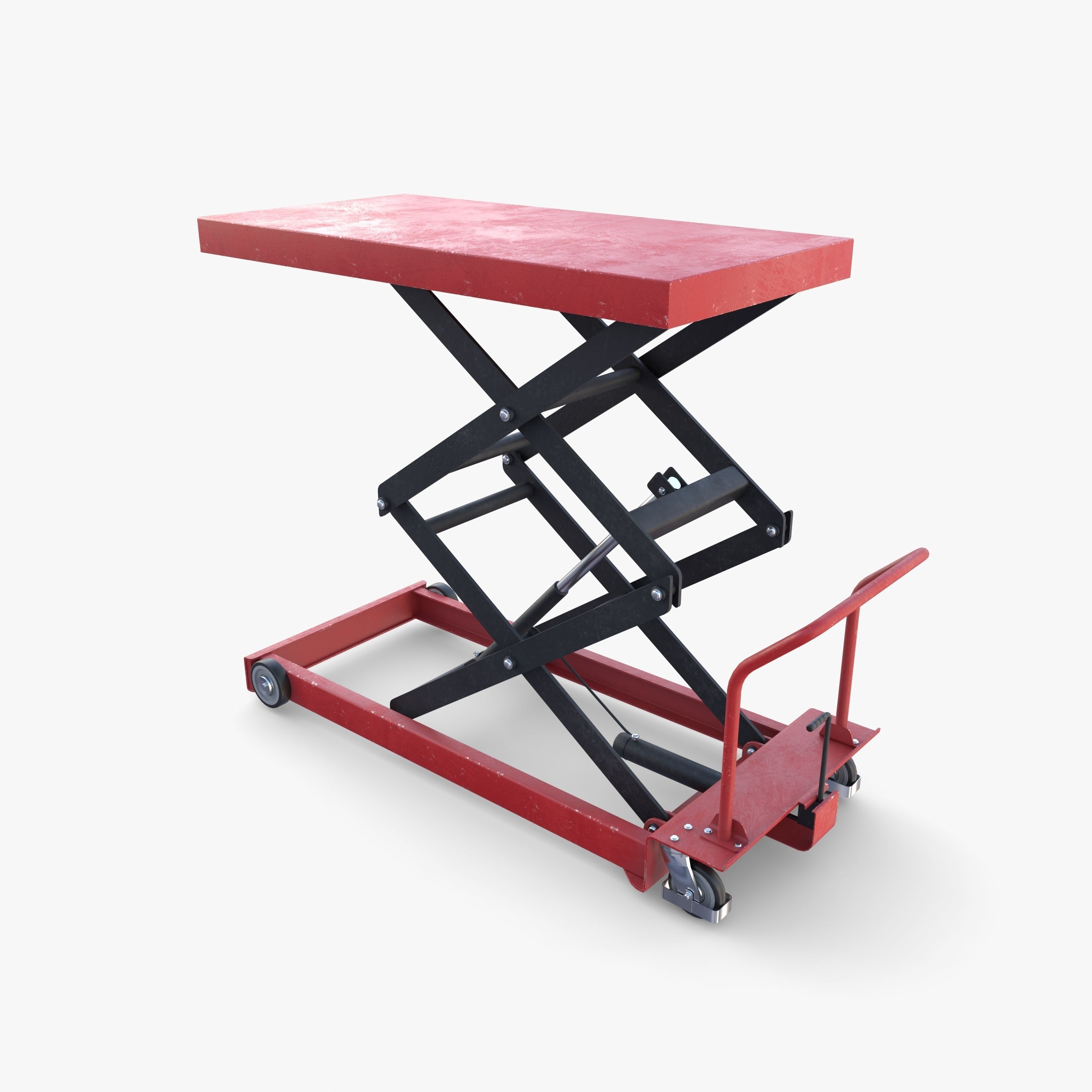 Animated Scissor Lift Table Red Low-poly 3D model_6