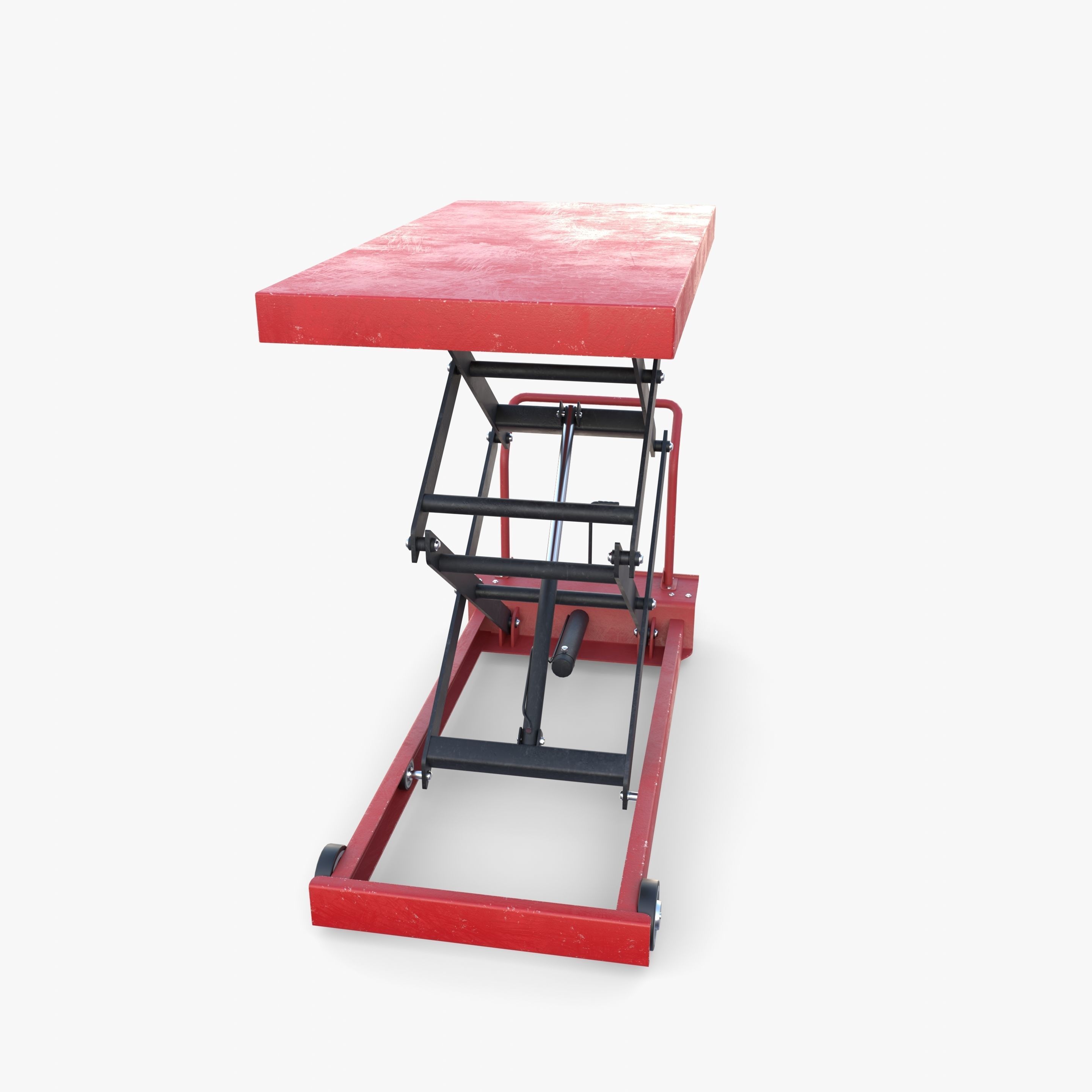 Animated Scissor Lift Table Red Low-poly 3D model_4