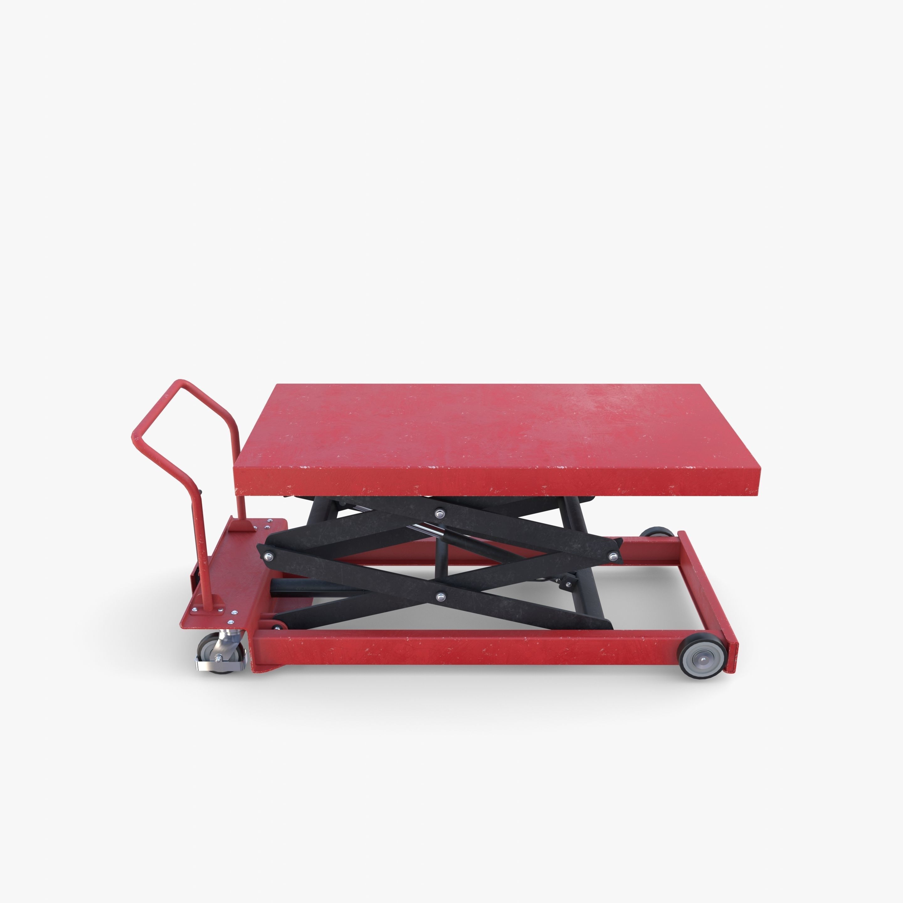 Animated Scissor Lift Table Red Low-poly 3D model_17
