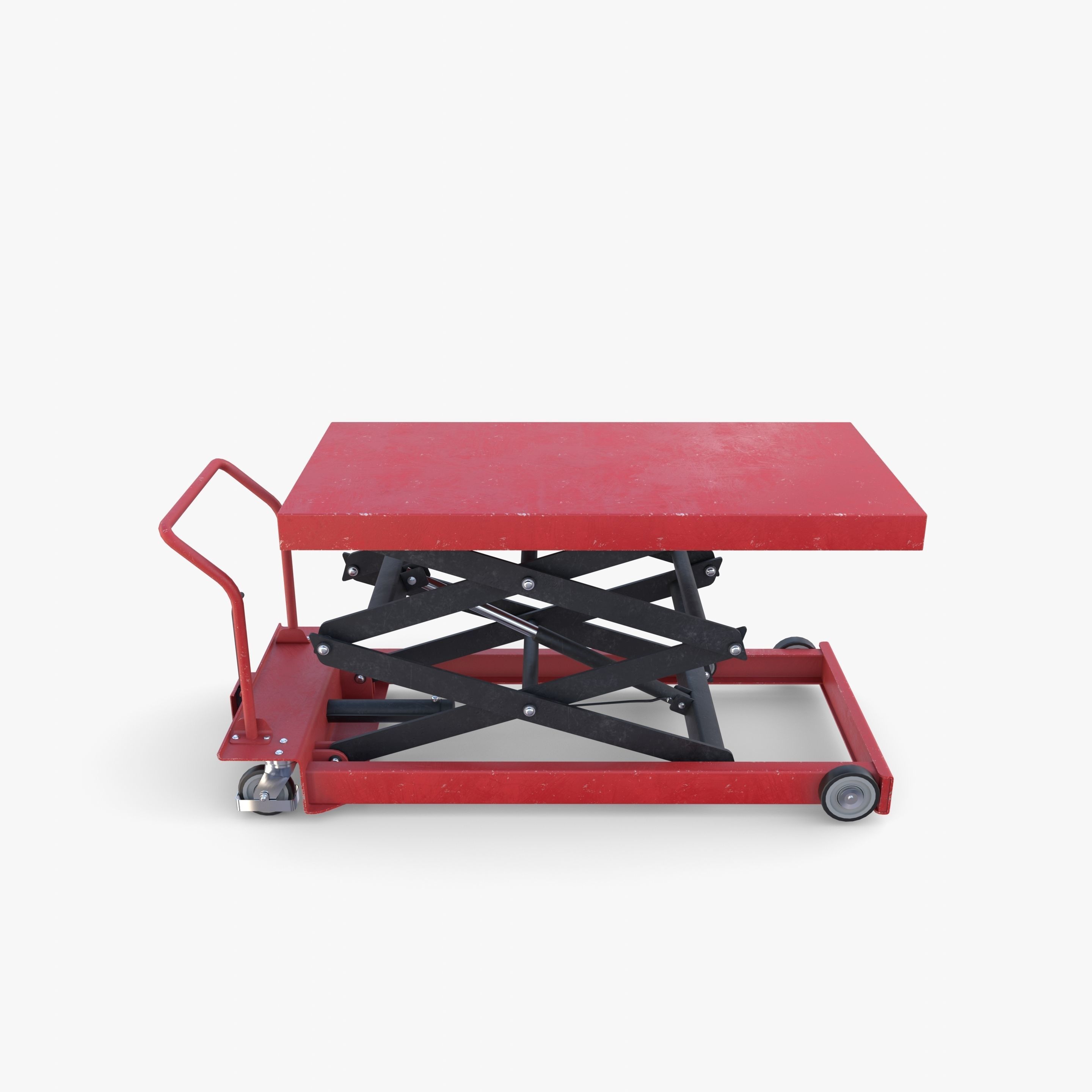 Animated Scissor Lift Table Red Low-poly 3D model_16