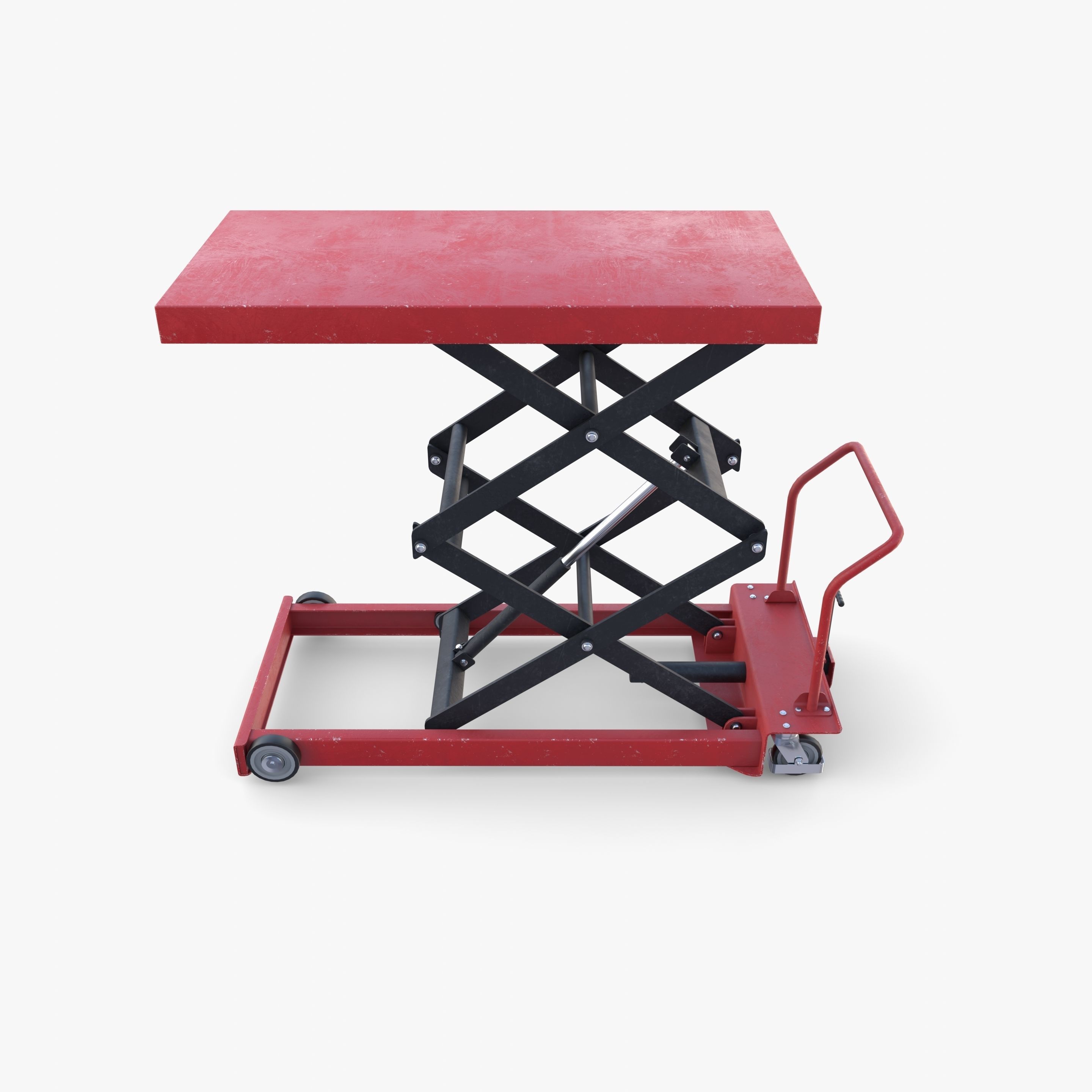 Animated Scissor Lift Table Red Low-poly 3D model_9
