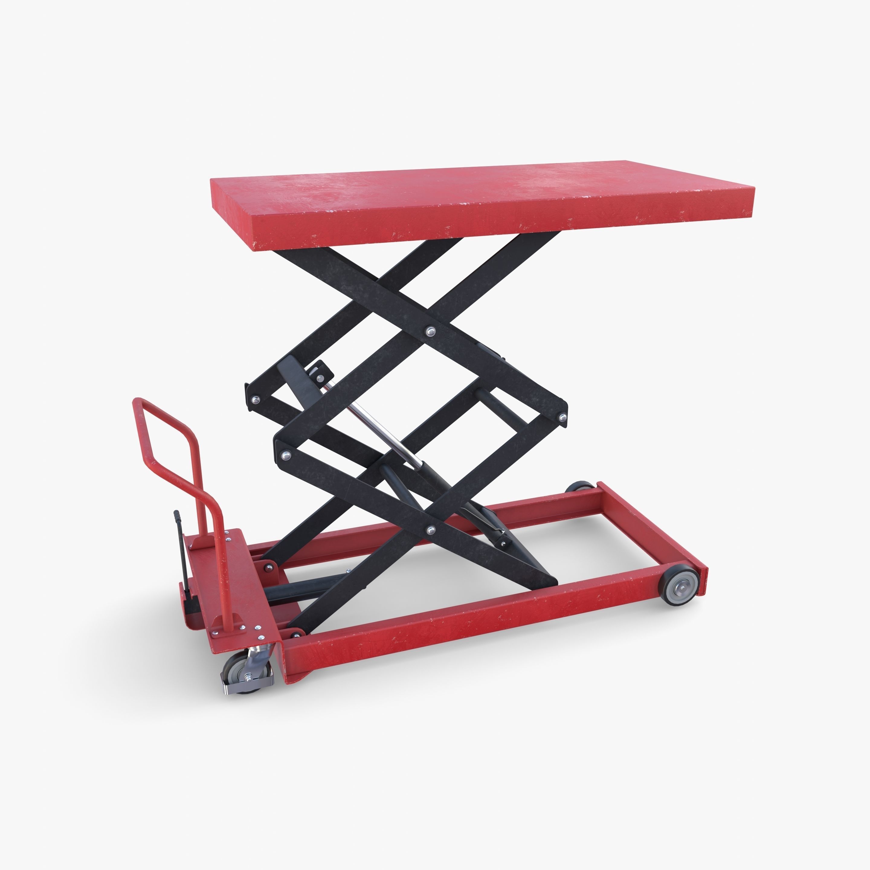 Animated Scissor Lift Table Red Low-poly 3D model_1