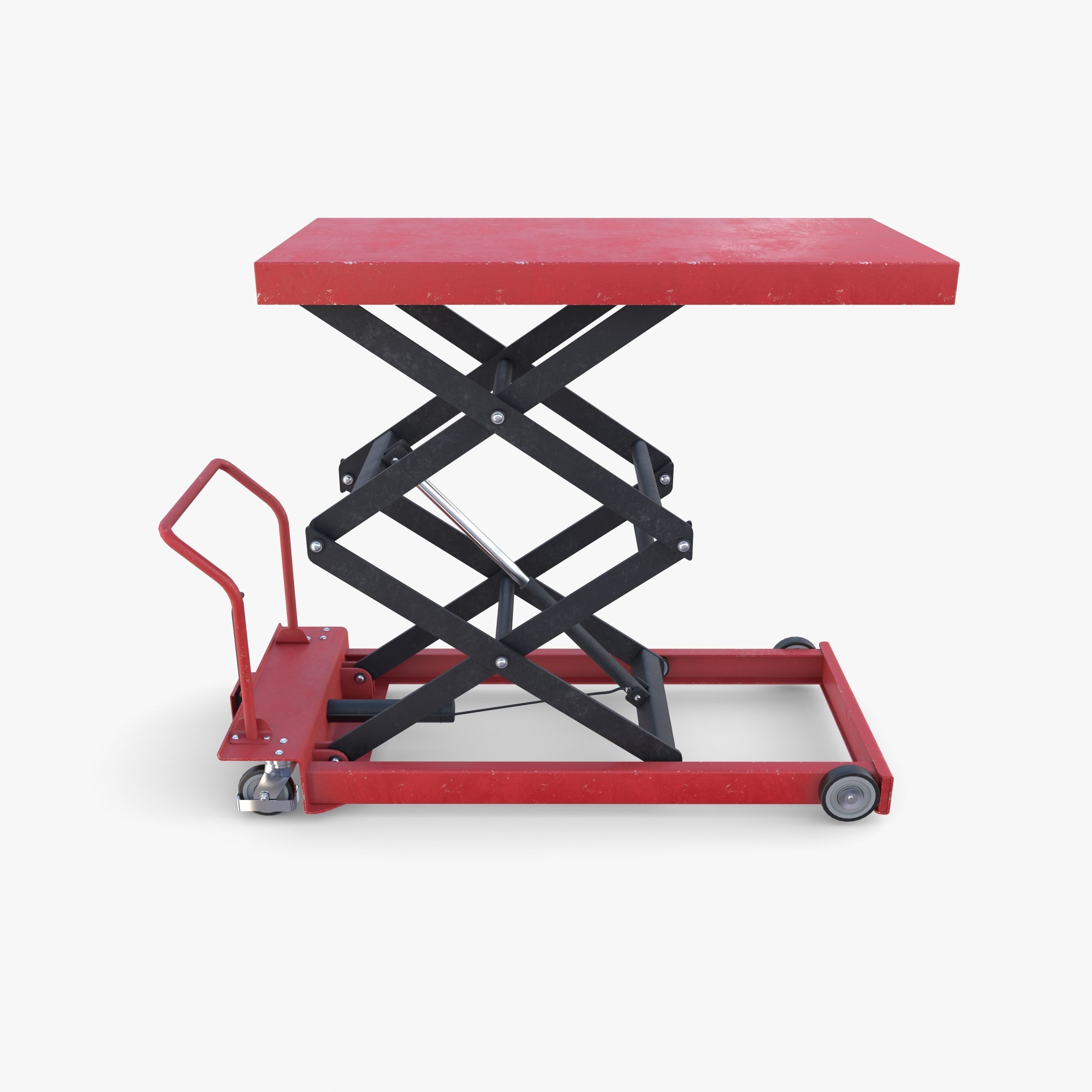 Animated Scissor Lift Table Red Low-poly 3D model_11
