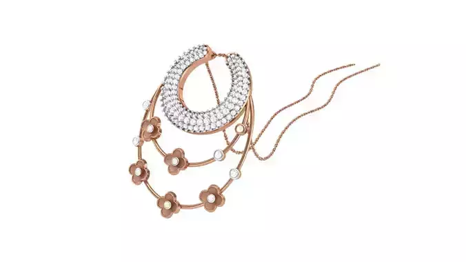 Flower Classy Diamond Pendant Earrings Set renders 3dm stl obj