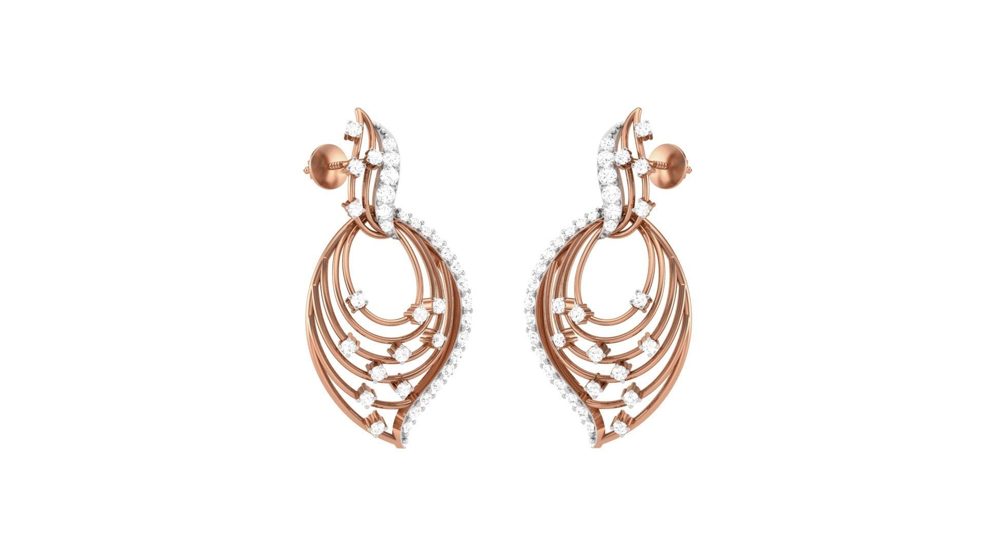 Classy Diamond Pendant Earrings Set renders 3dm stl obj 3mf  3D print model_1