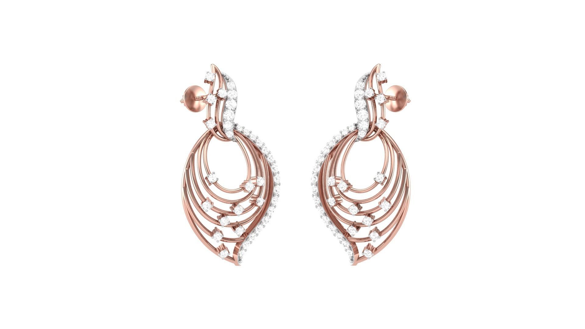 Classy Diamond Pendant Earrings Set renders 3dm stl obj 3mf  3D print model_29