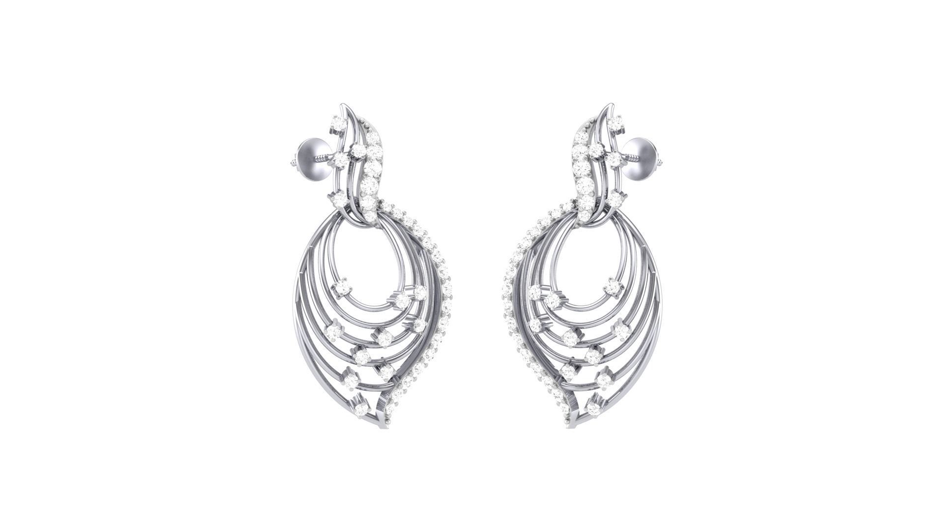 Classy Diamond Pendant Earrings Set renders 3dm stl obj 3mf  3D print model_26