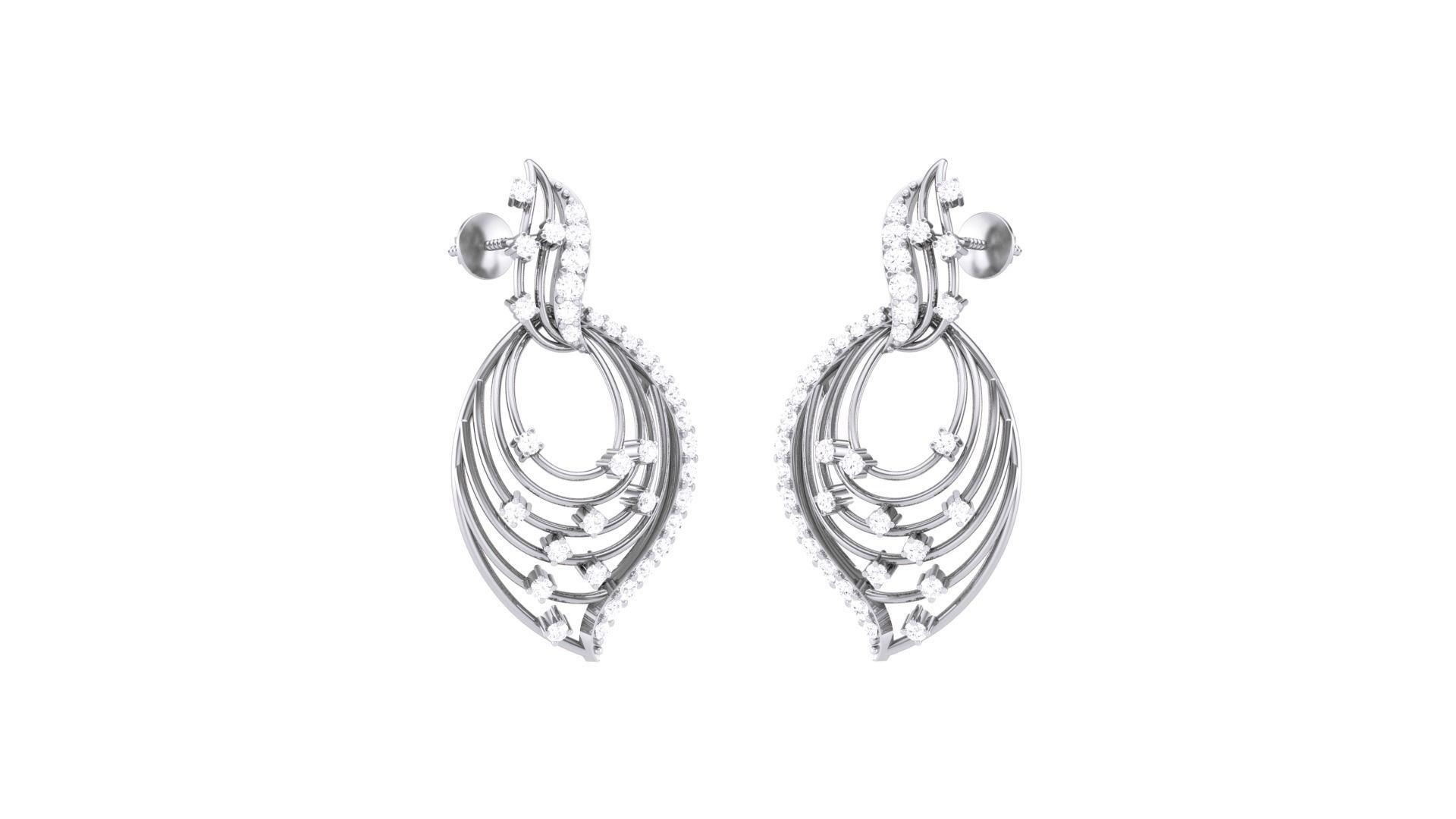 Classy Diamond Pendant Earrings Set renders 3dm stl obj 3mf  3D print model_27