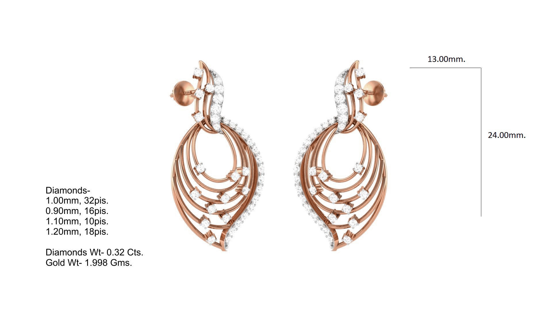 Classy Diamond Pendant Earrings Set renders 3dm stl obj 3mf  3D print model_20