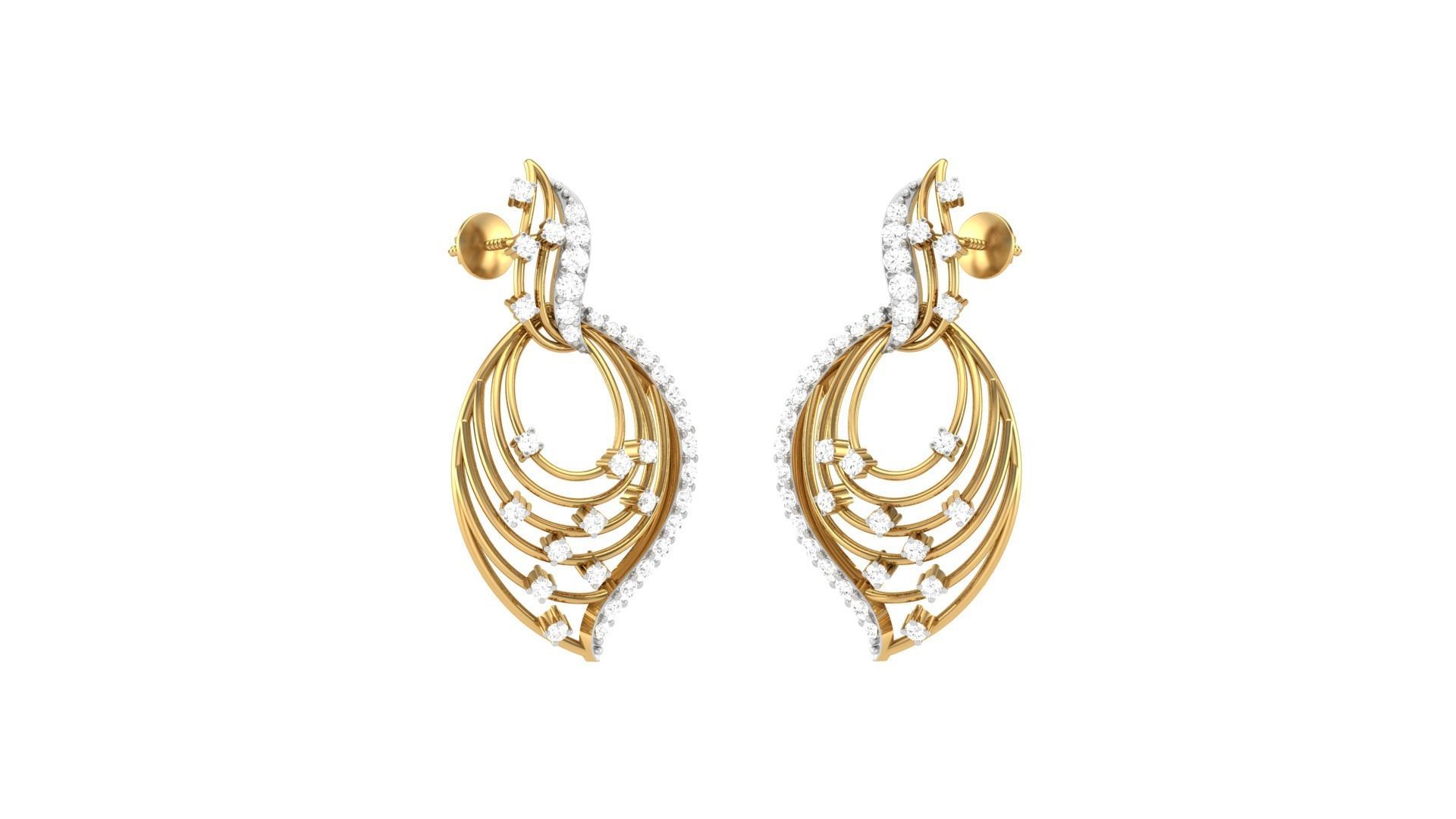 Classy Diamond Pendant Earrings Set renders 3dm stl obj 3mf  3D print model_23