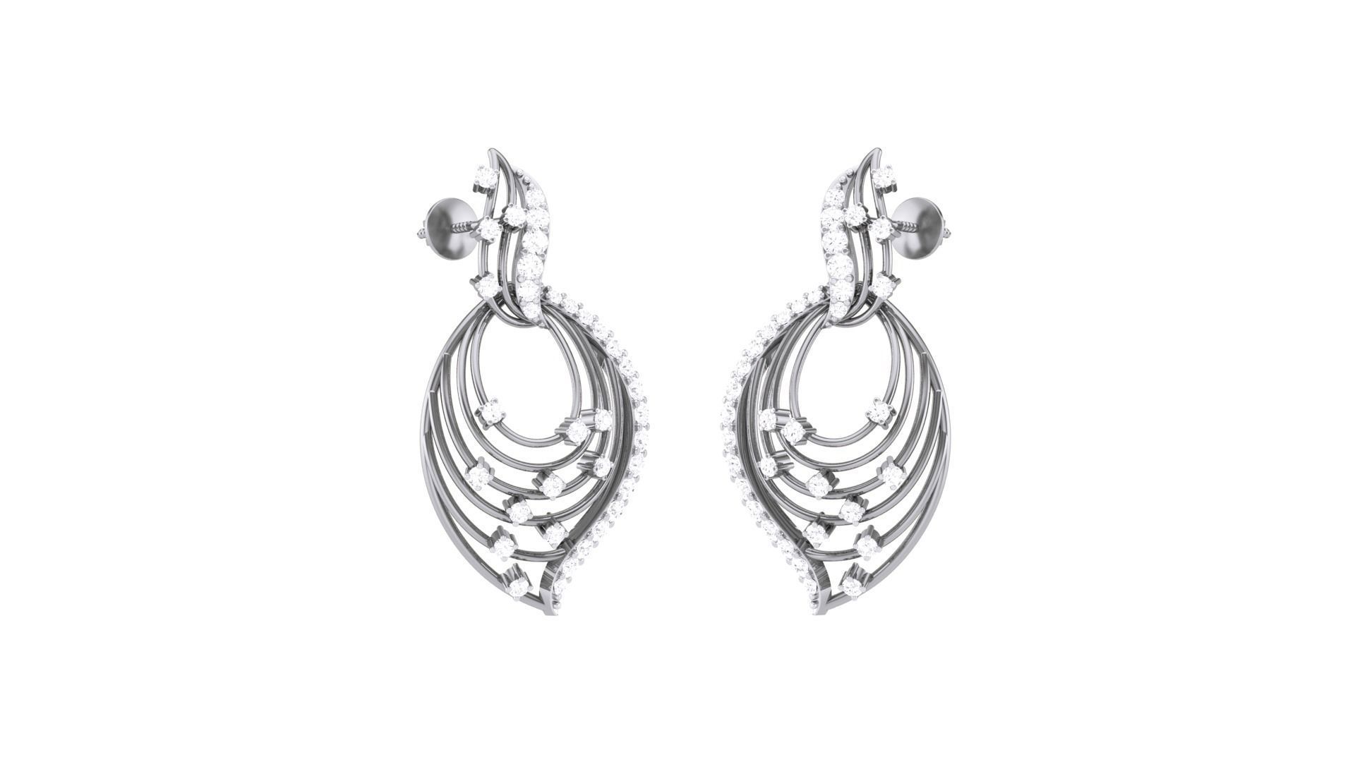 Classy Diamond Pendant Earrings Set renders 3dm stl obj 3mf  3D print model_22