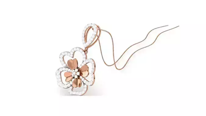 Flower Classy Diamond Pendant Earrings Set renders 3dm stl obj