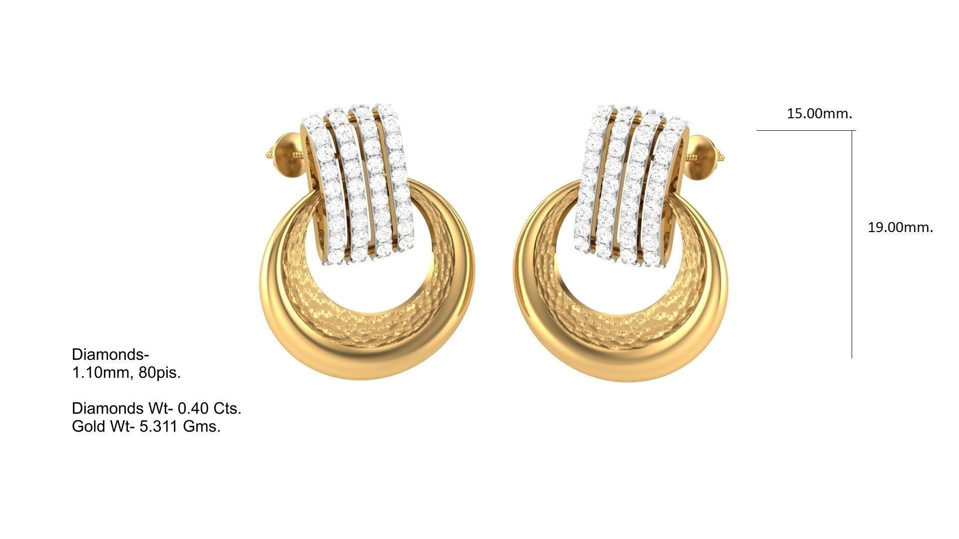 Classy Diamond Pendant Earrings Set renders 3dm stl obj 3mf  3D print model_21