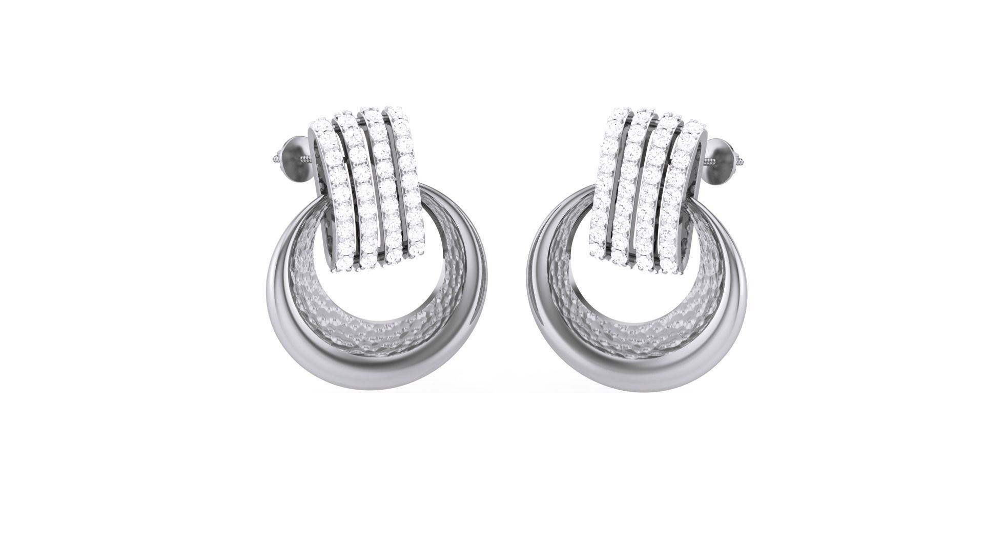 Classy Diamond Pendant Earrings Set renders 3dm stl obj 3mf  3D print model_22