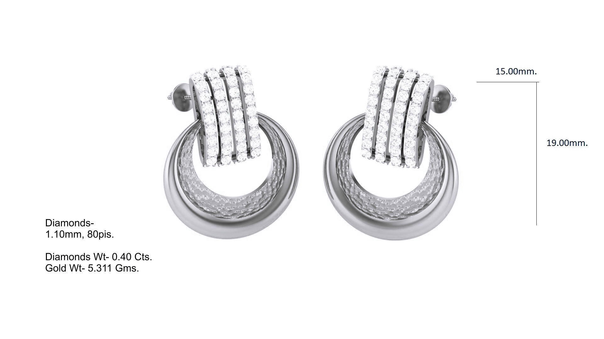 Classy Diamond Pendant Earrings Set renders 3dm stl obj 3mf  3D print model_20