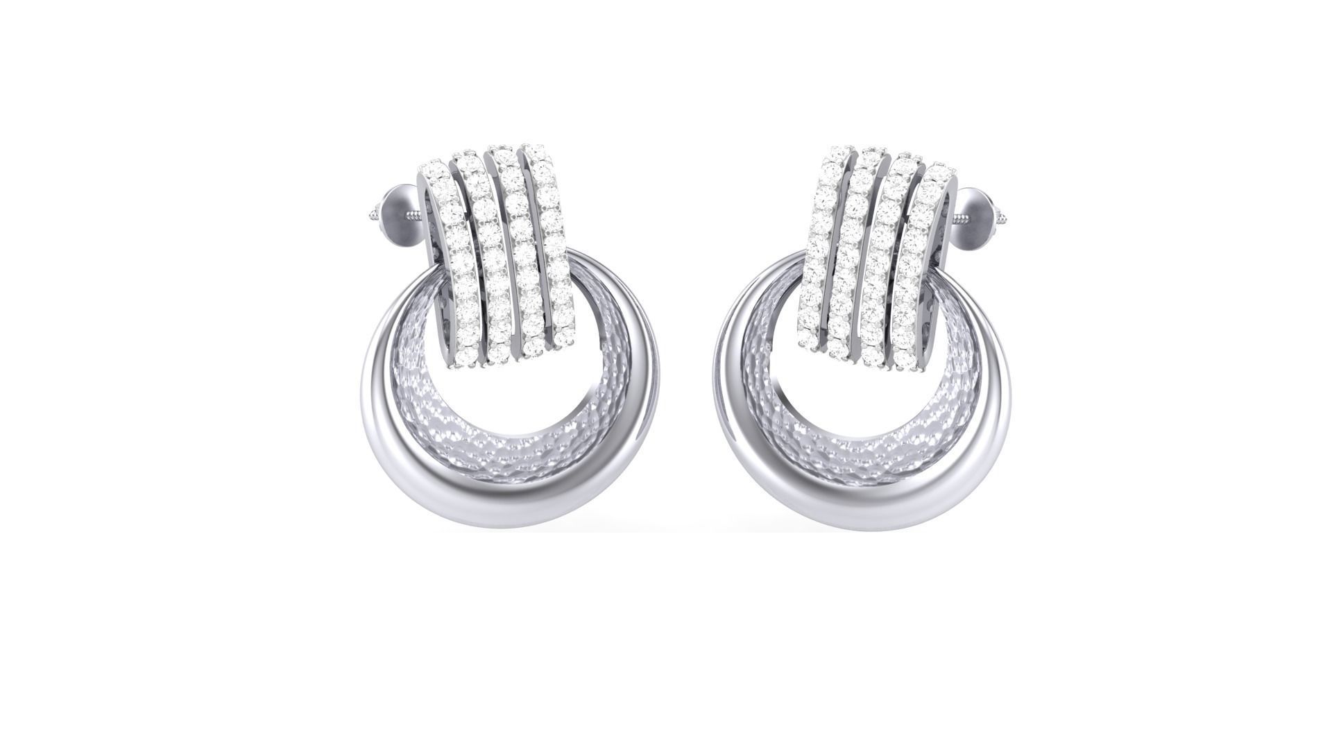 Classy Diamond Pendant Earrings Set renders 3dm stl obj 3mf  3D print model_25