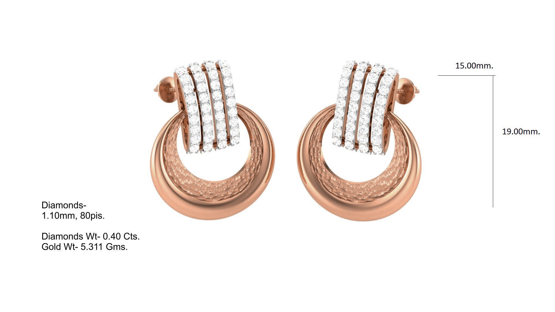 Classy Diamond Pendant Earrings Set renders 3dm stl obj 3mf  3D print model_19