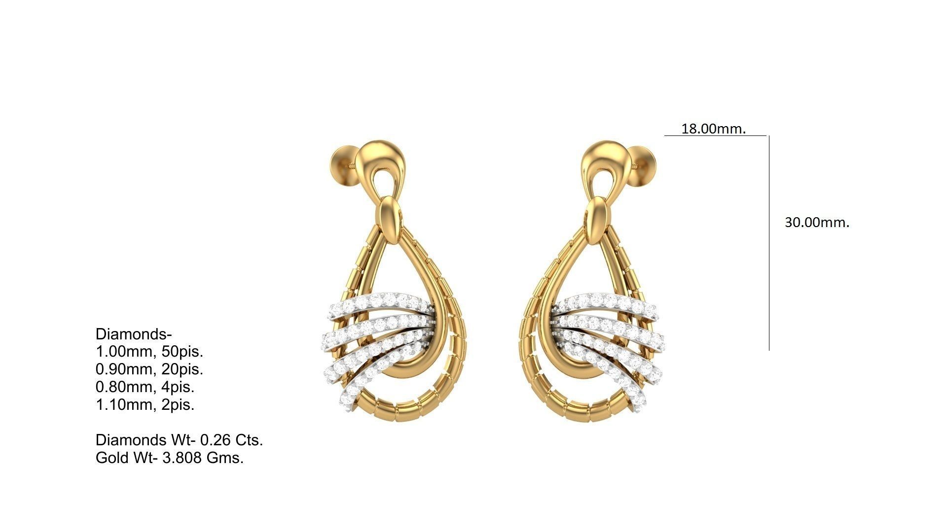 Classy Diamond Pendant Earrings Set renders 3dm stl obj 3mf  3D print model_21