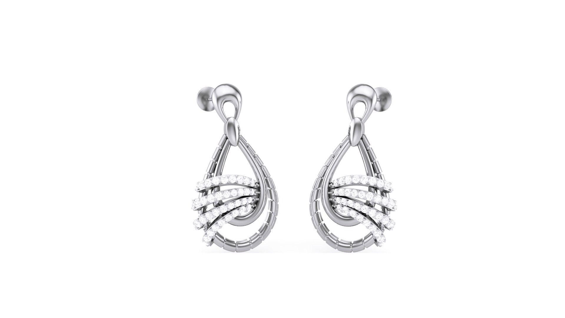 Classy Diamond Pendant Earrings Set renders 3dm stl obj 3mf  3D print model_27