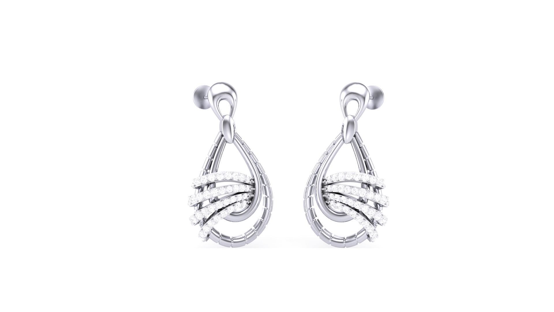 Classy Diamond Pendant Earrings Set renders 3dm stl obj 3mf  3D print model_26