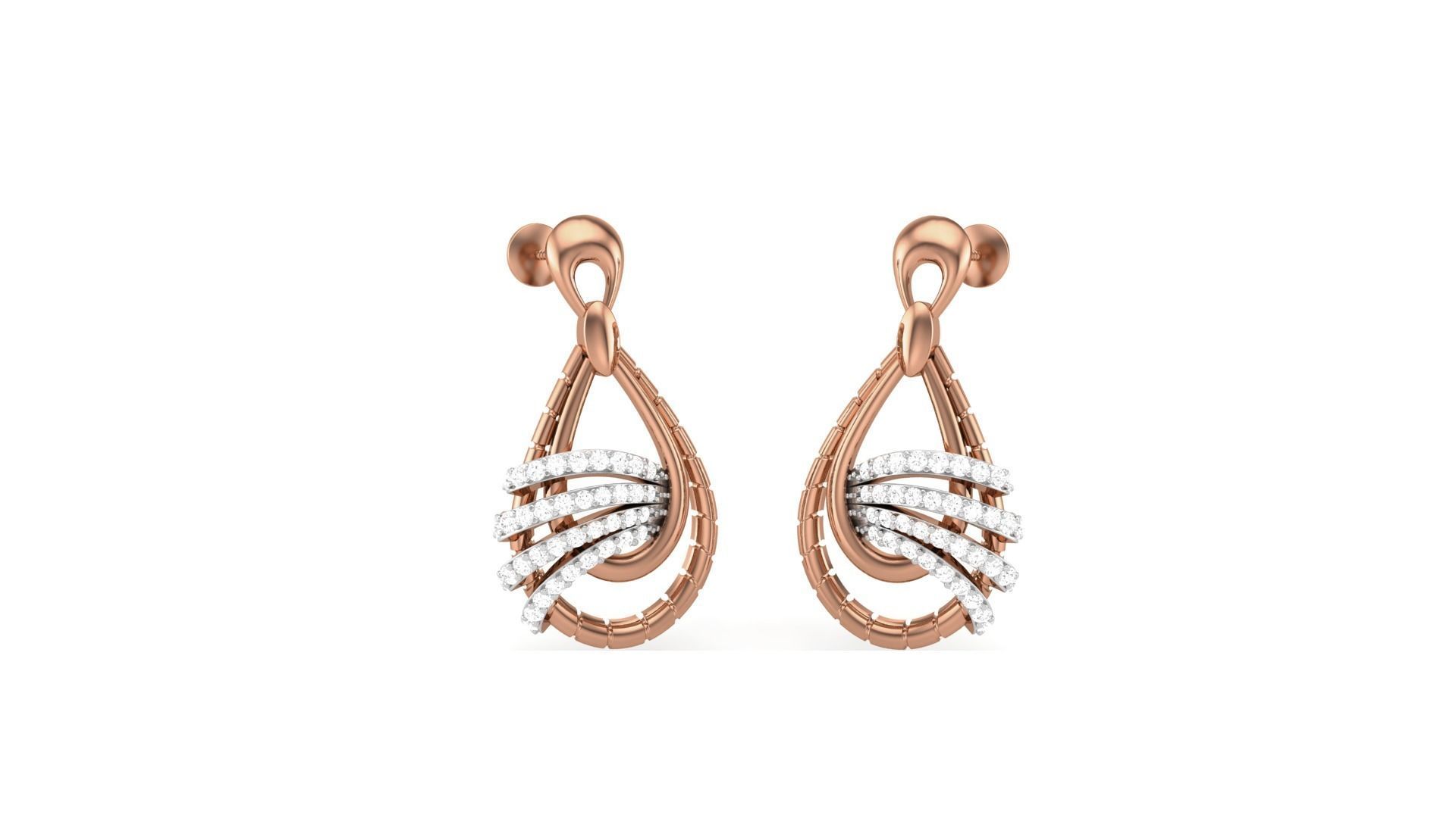 Classy Diamond Pendant Earrings Set renders 3dm stl obj 3mf  3D print model_1