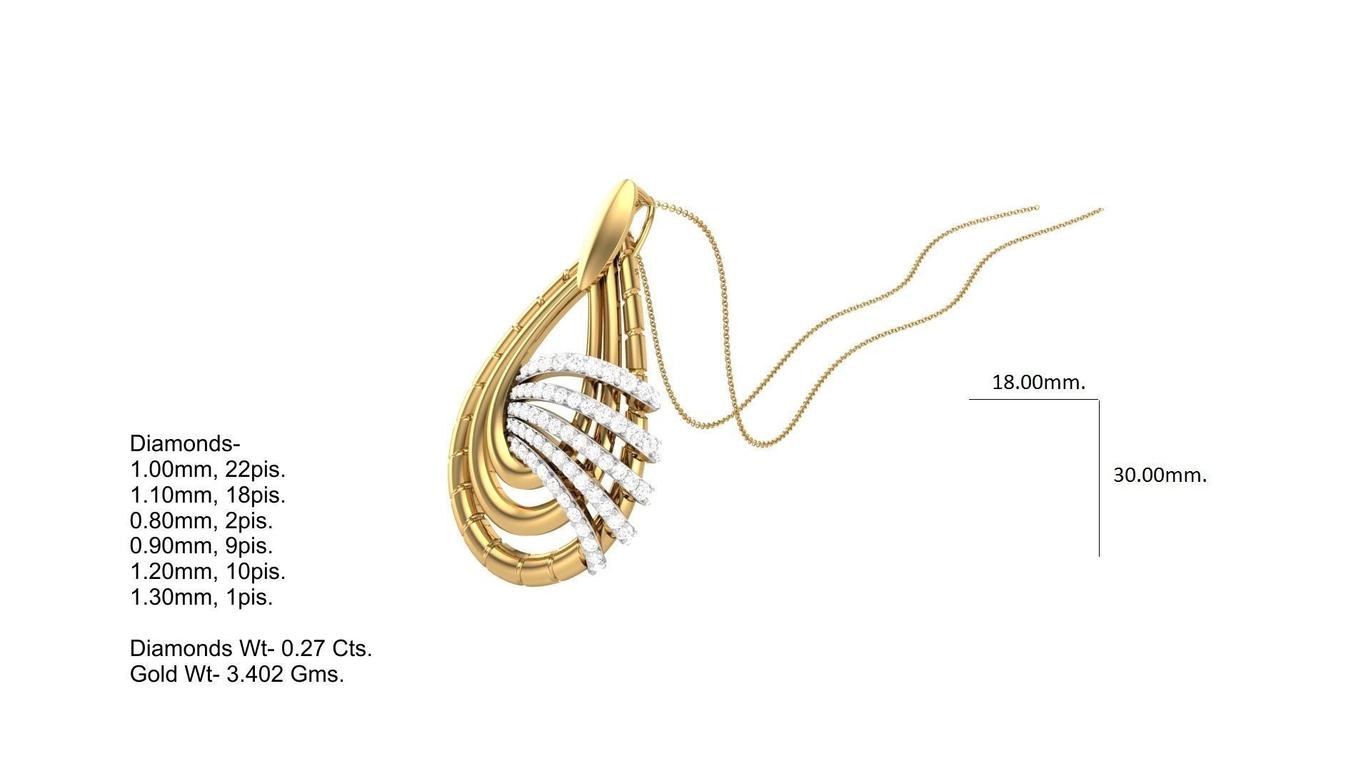 Classy Diamond Pendant Earrings Set renders 3dm stl obj 3mf  3D print model_3