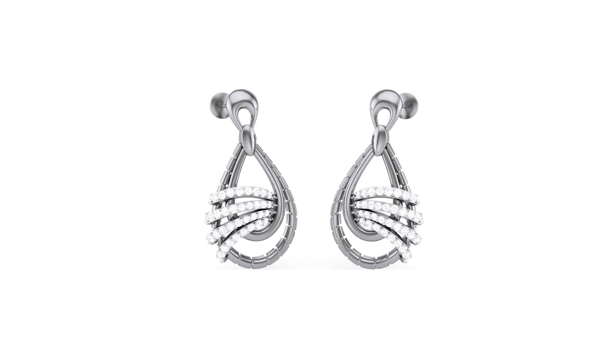 Classy Diamond Pendant Earrings Set renders 3dm stl obj 3mf  3D print model_22