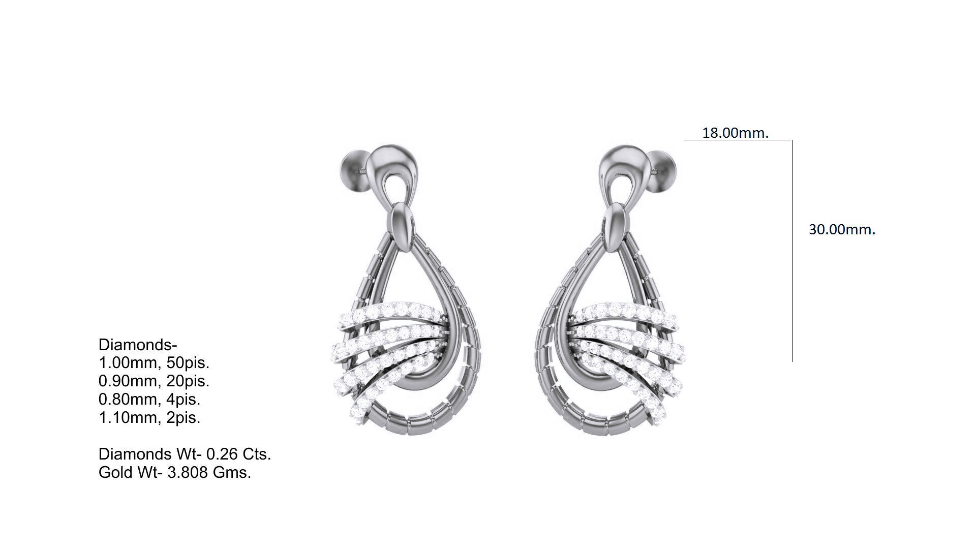 Classy Diamond Pendant Earrings Set renders 3dm stl obj 3mf  3D print model_19