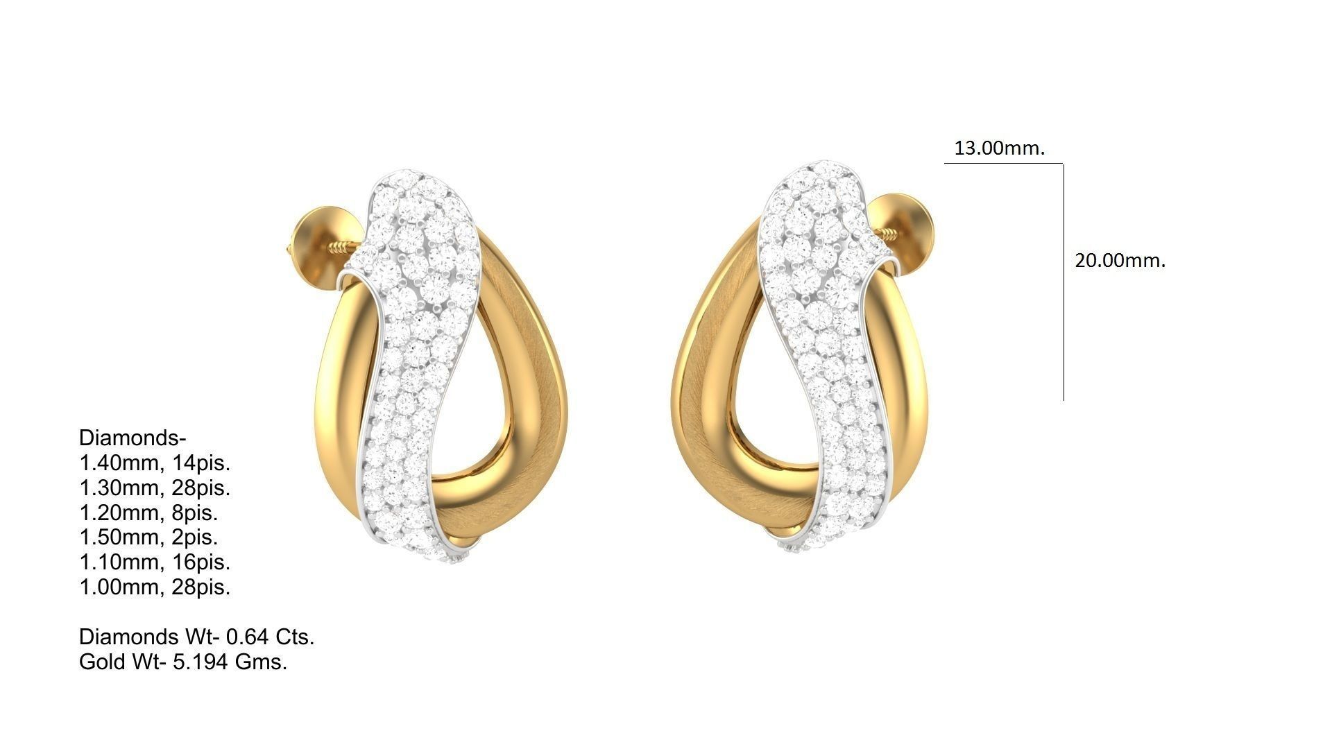 Classy Diamond Pendant Earrings Set renders 3dm stl obj 3mf  3D print model_21