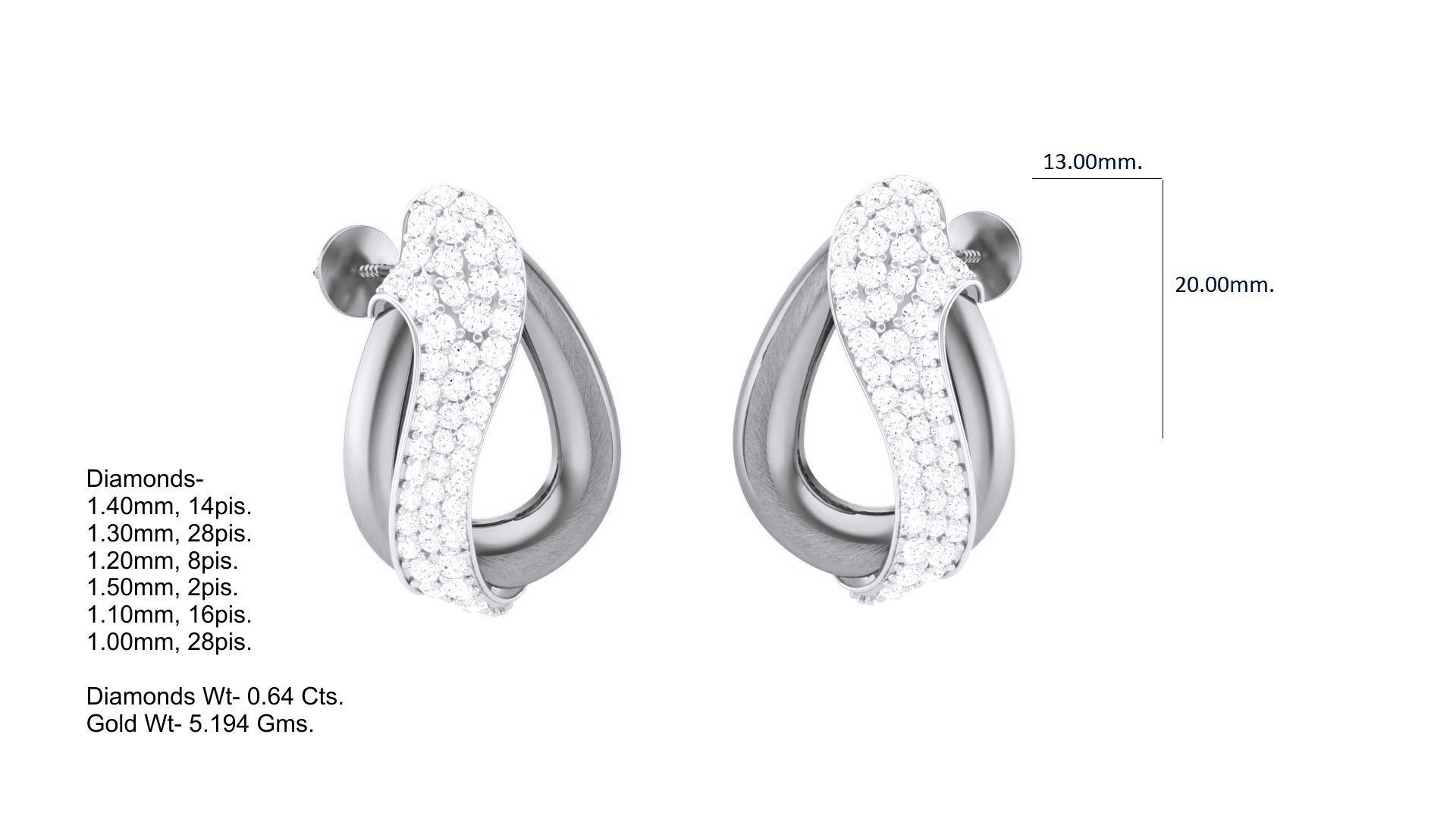 Classy Diamond Pendant Earrings Set renders 3dm stl obj 3mf  3D print model_19