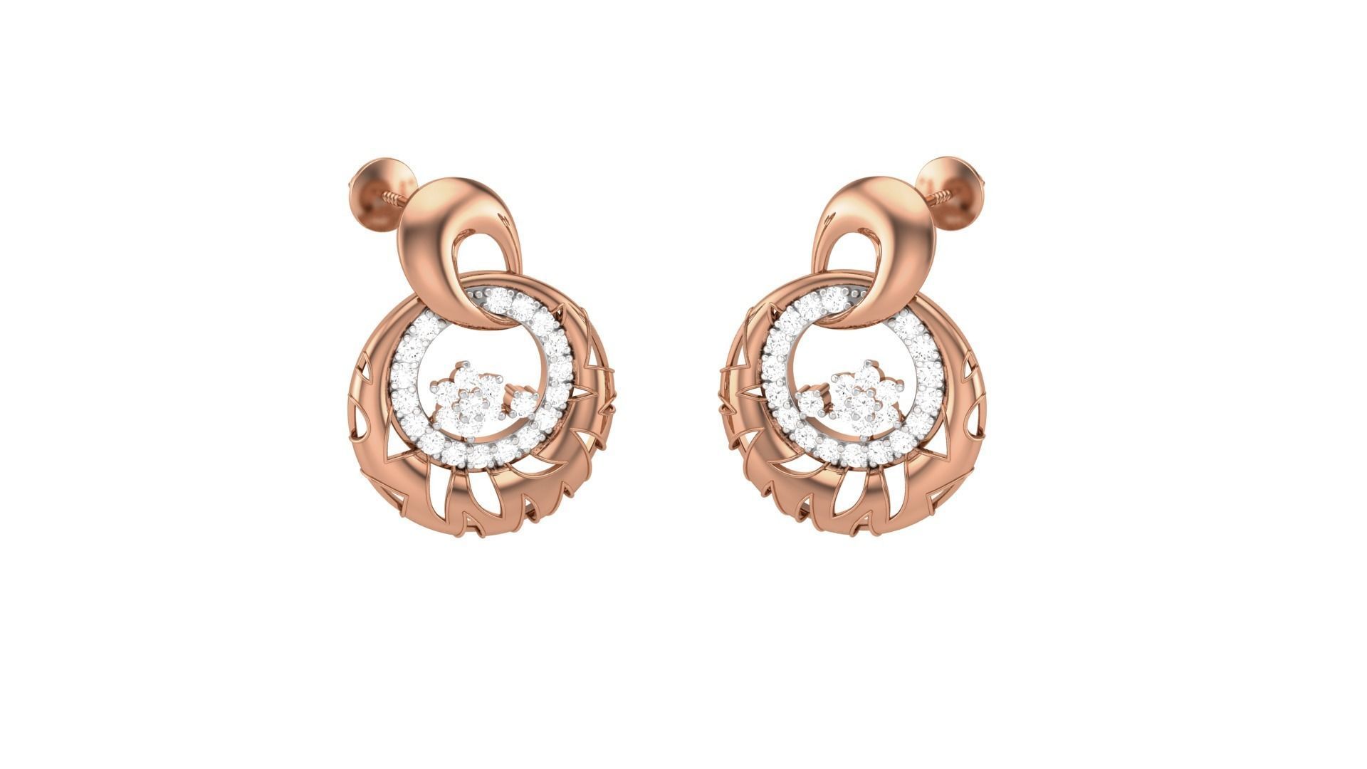 Classy Diamond Pendant Earrings Set renders 3dm stl obj 3mf 3D print model_1