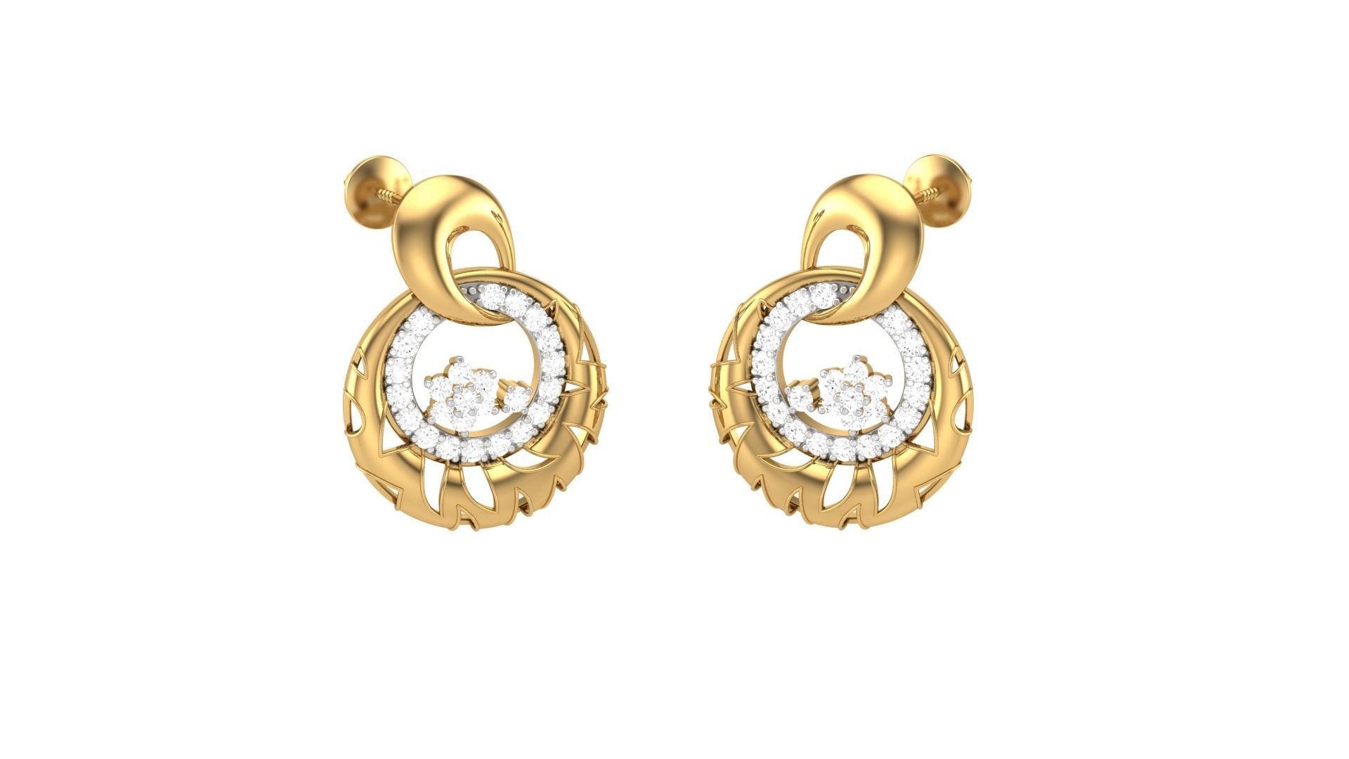 Classy Diamond Pendant Earrings Set renders 3dm stl obj 3mf 3D print model_23