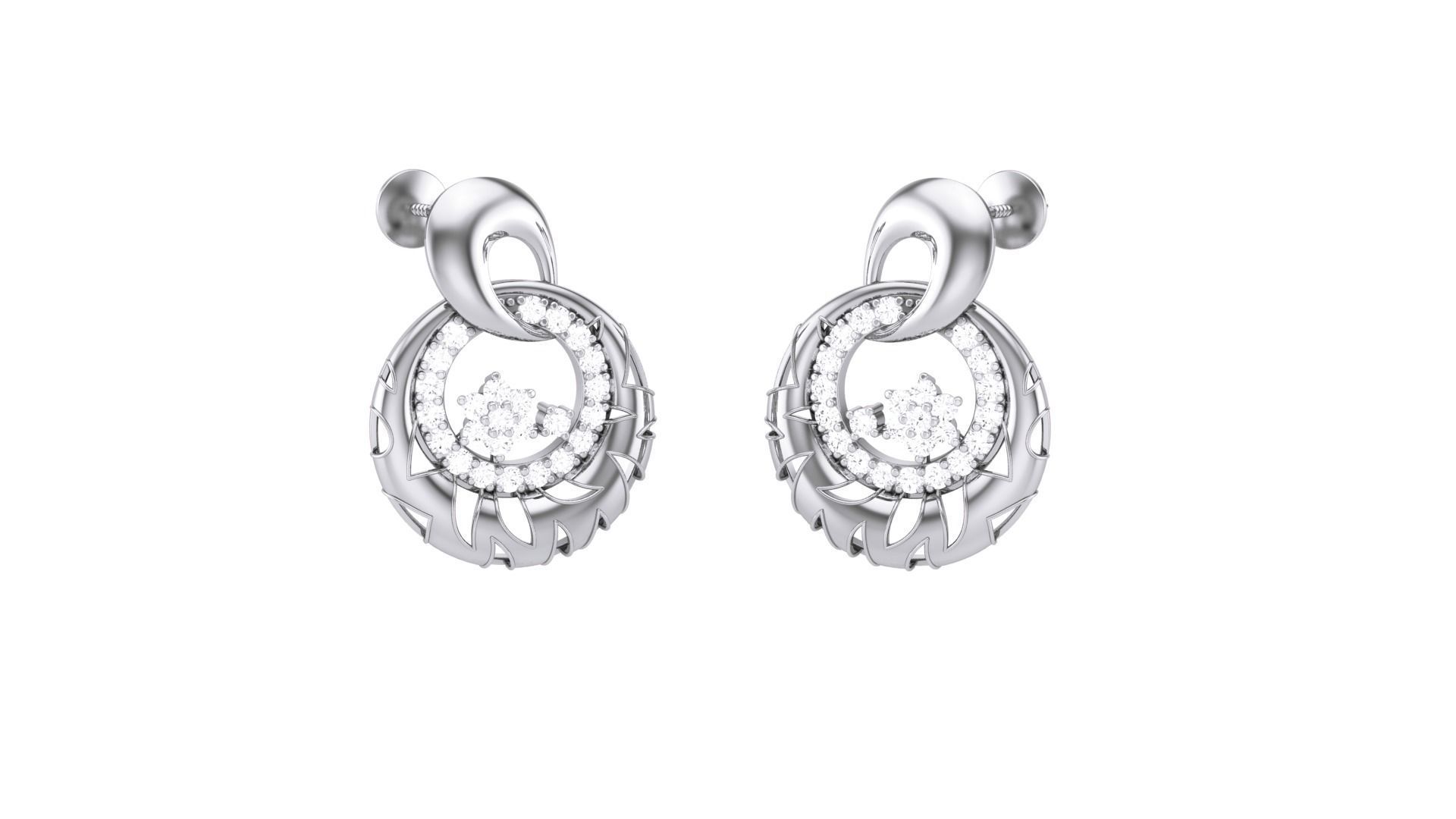 Classy Diamond Pendant Earrings Set renders 3dm stl obj 3mf 3D print model_28