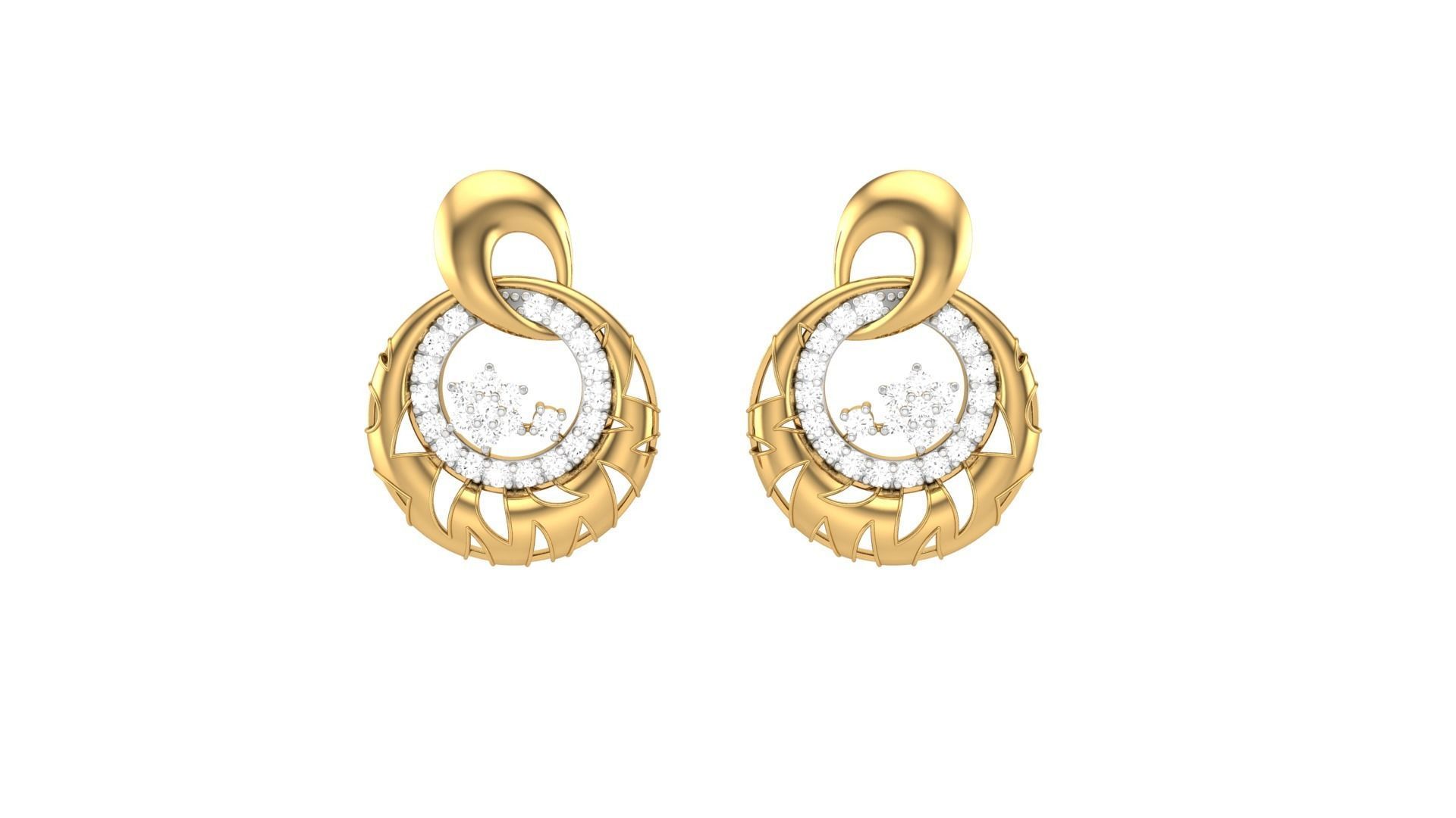 Classy Diamond Pendant Earrings Set renders 3dm stl obj 3mf 3D print model_31