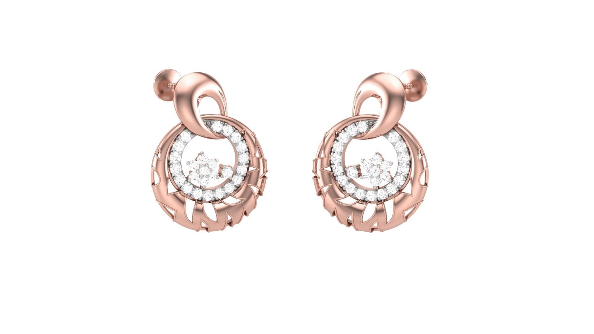 Classy Diamond Pendant Earrings Set renders 3dm stl obj 3mf 3D print model_27