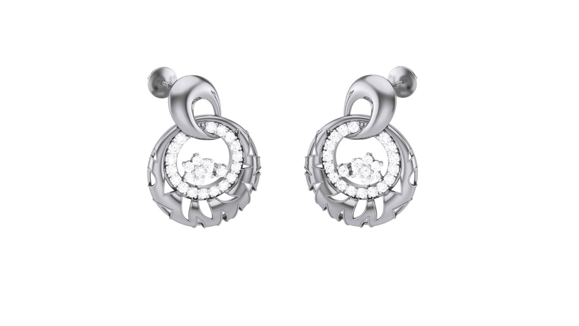 Classy Diamond Pendant Earrings Set renders 3dm stl obj 3mf 3D print model_22