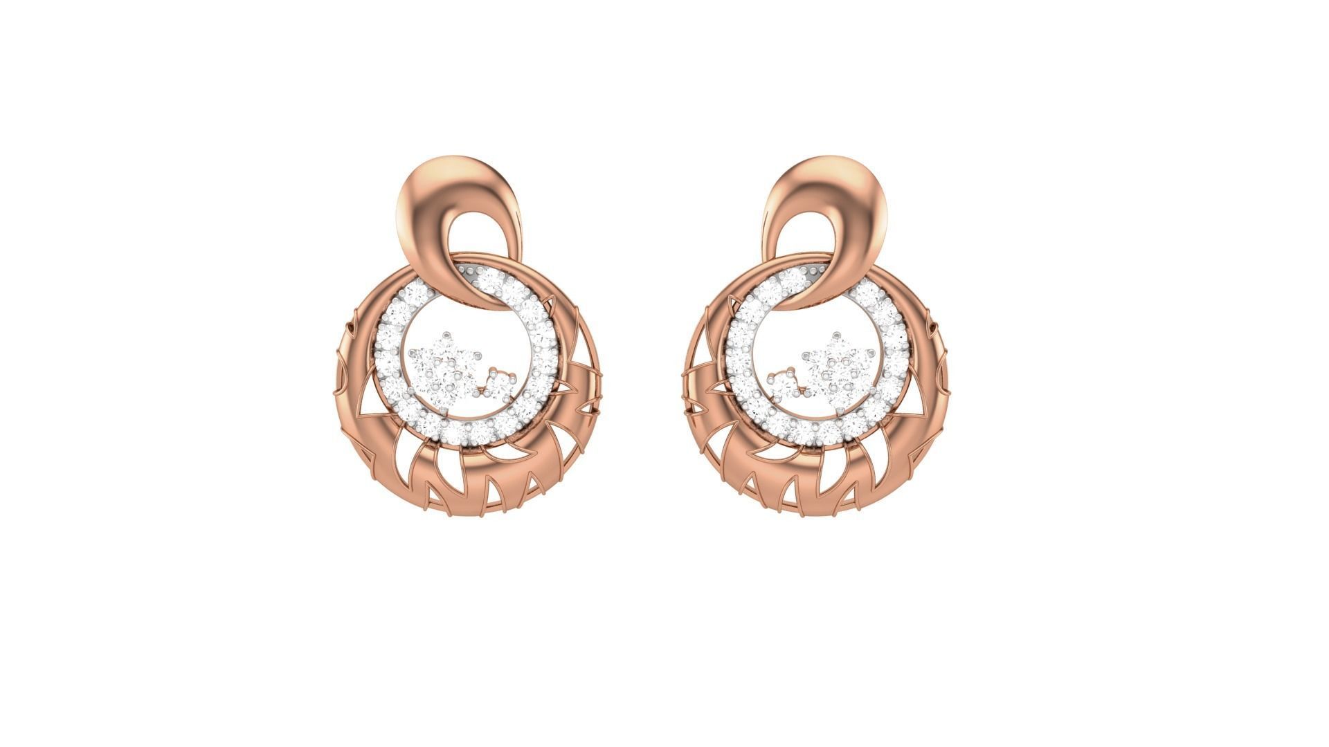 Classy Diamond Pendant Earrings Set renders 3dm stl obj 3mf 3D print model_32